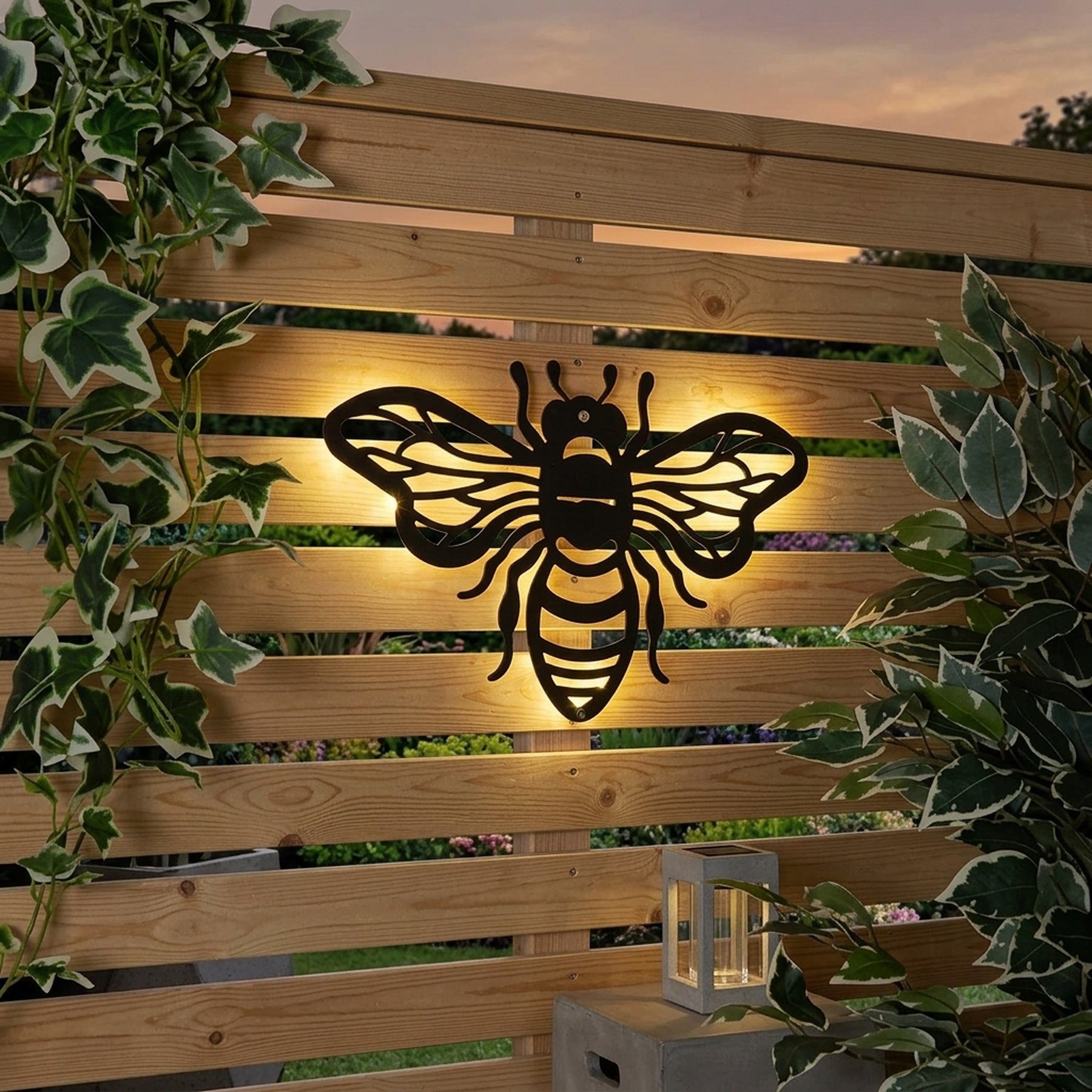 Lunaria Bumble Bee Solar Garden Wall Art
