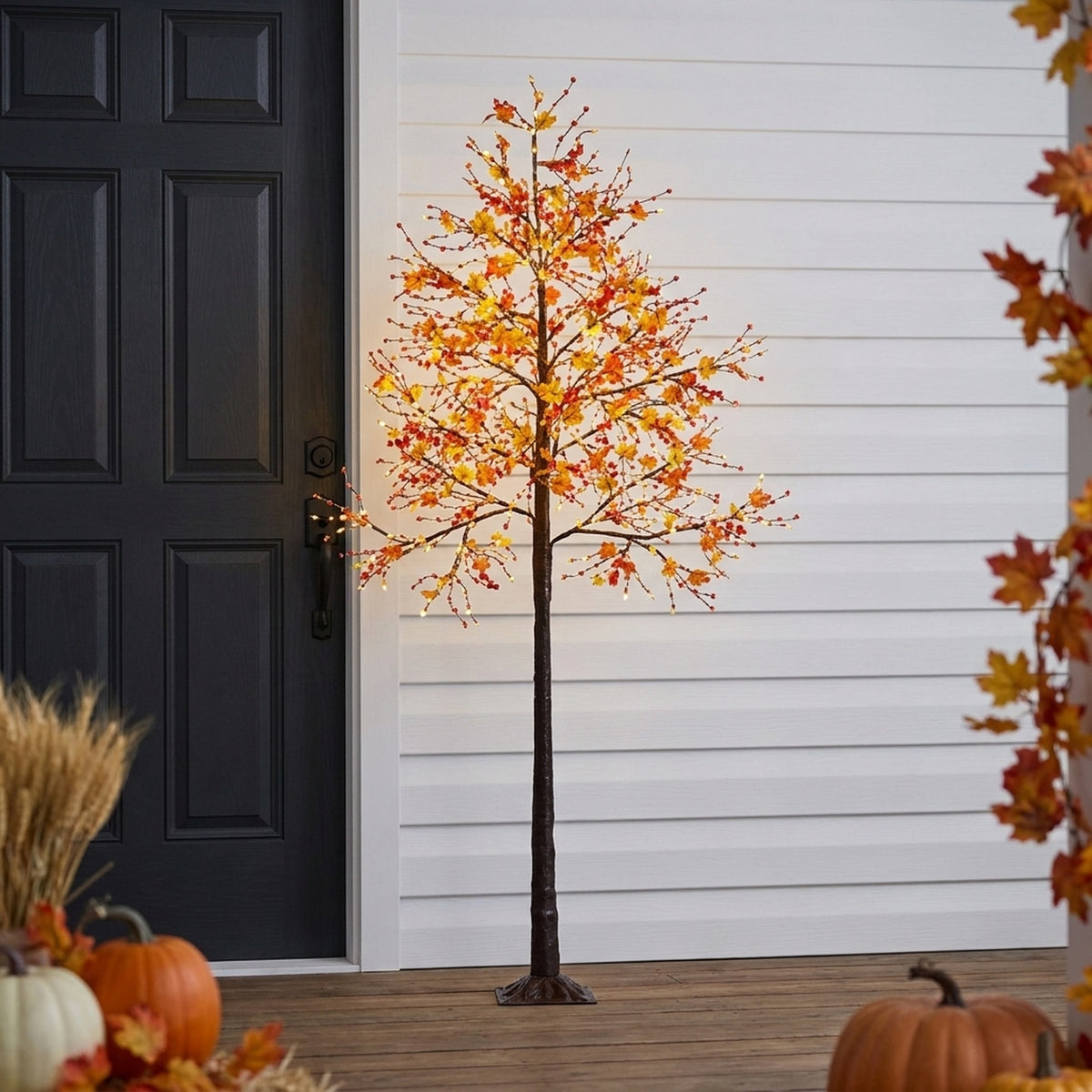 2.1m Warm White Illuminated Maple Leaf Tree