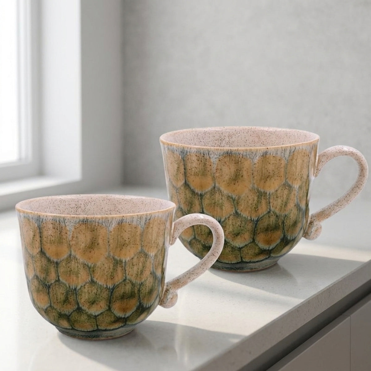 Distinctive Reactive Glaze Coffee Mugs