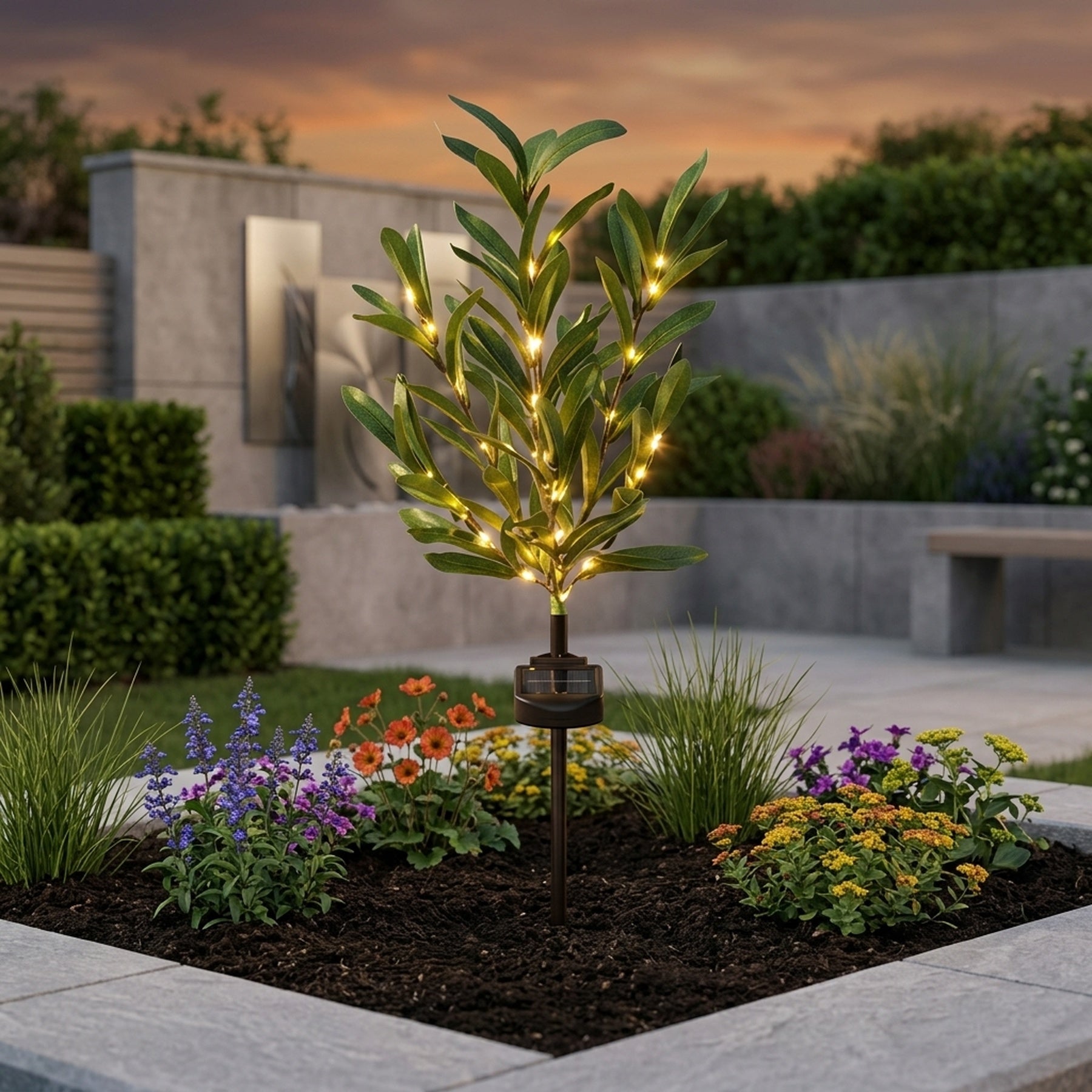 Olive Tree Solar Garden Stake Lights