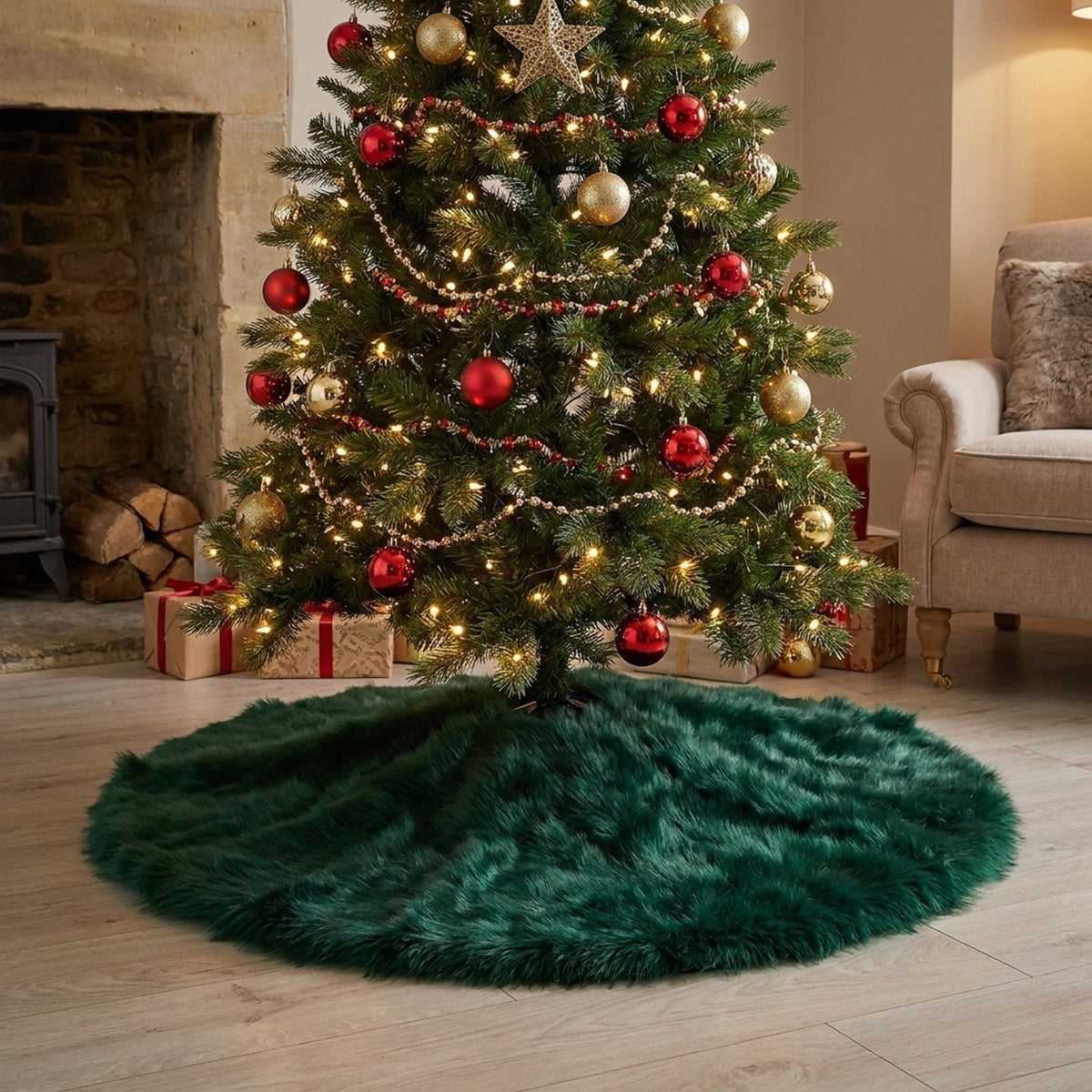 Luxurious Christmas Faux Fur Tree Skirt