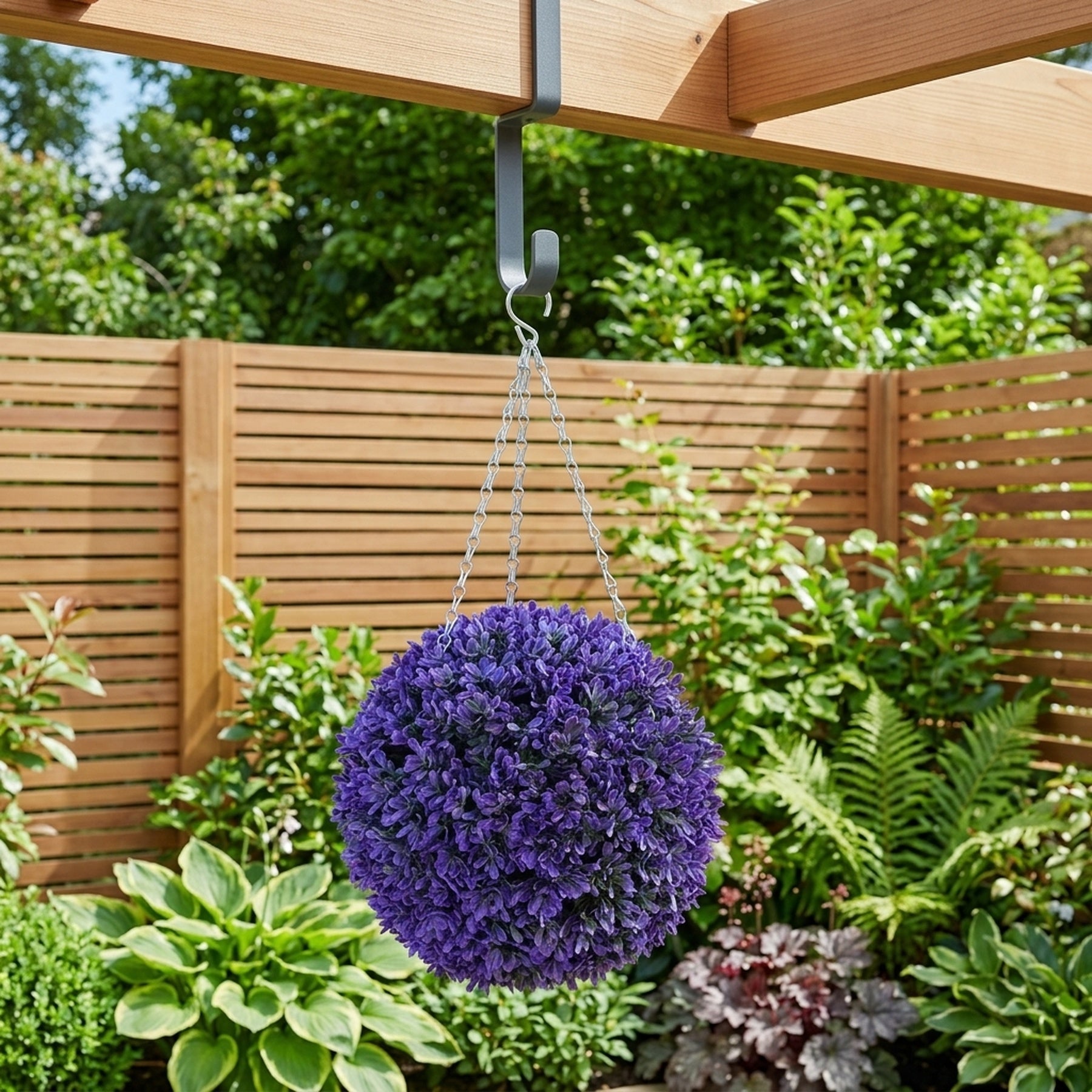 Hanging Vivid Violet Artificial Topiary Ball