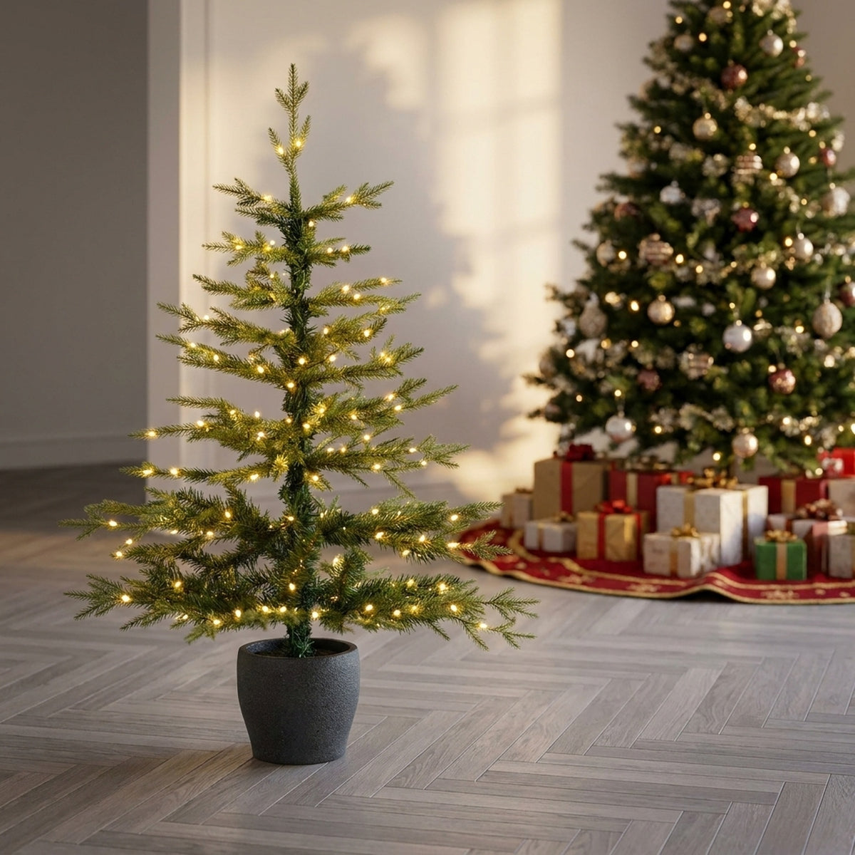 4ft Heritage Fir Artificial Pre-Lit Potted Pine Tree