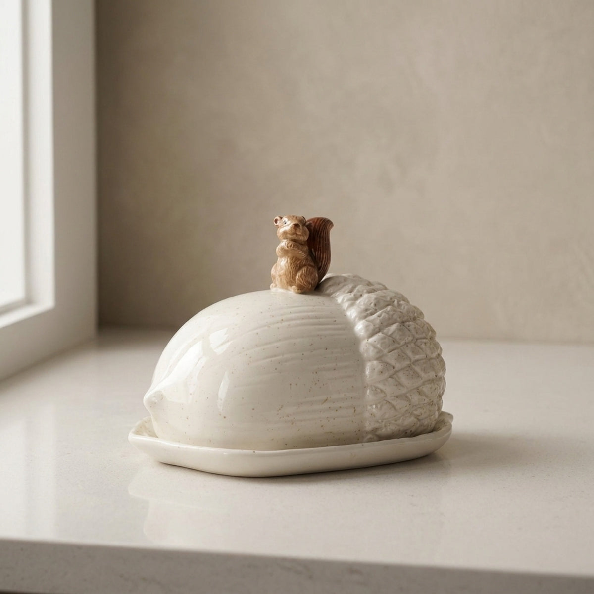 Characterful Sculpted Squirrel Butter Dish