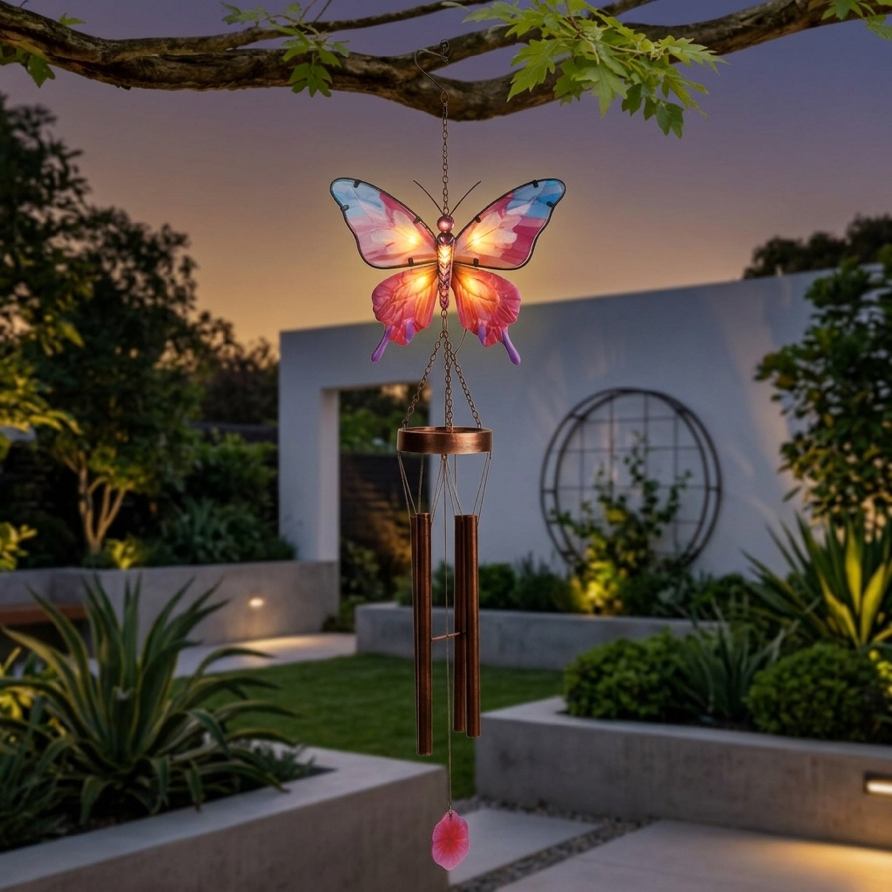 Lunaria Butterfly Solar Garden Wind Chime