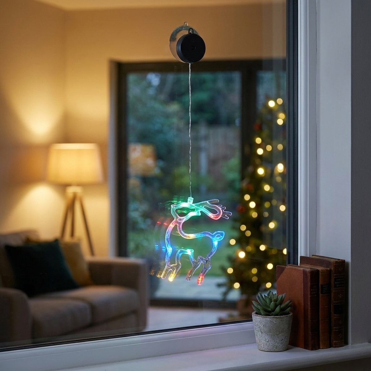 Multi-Coloured LED Deer Window Light - V2