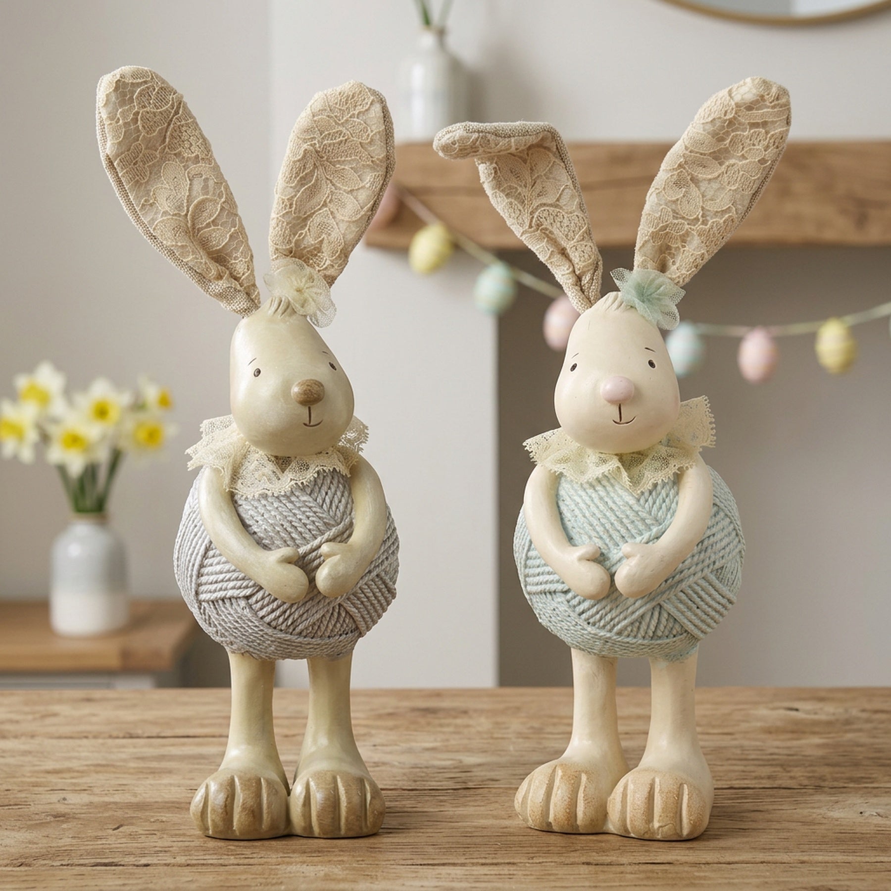 Springtime Duo Standing Rabbit Ornament
