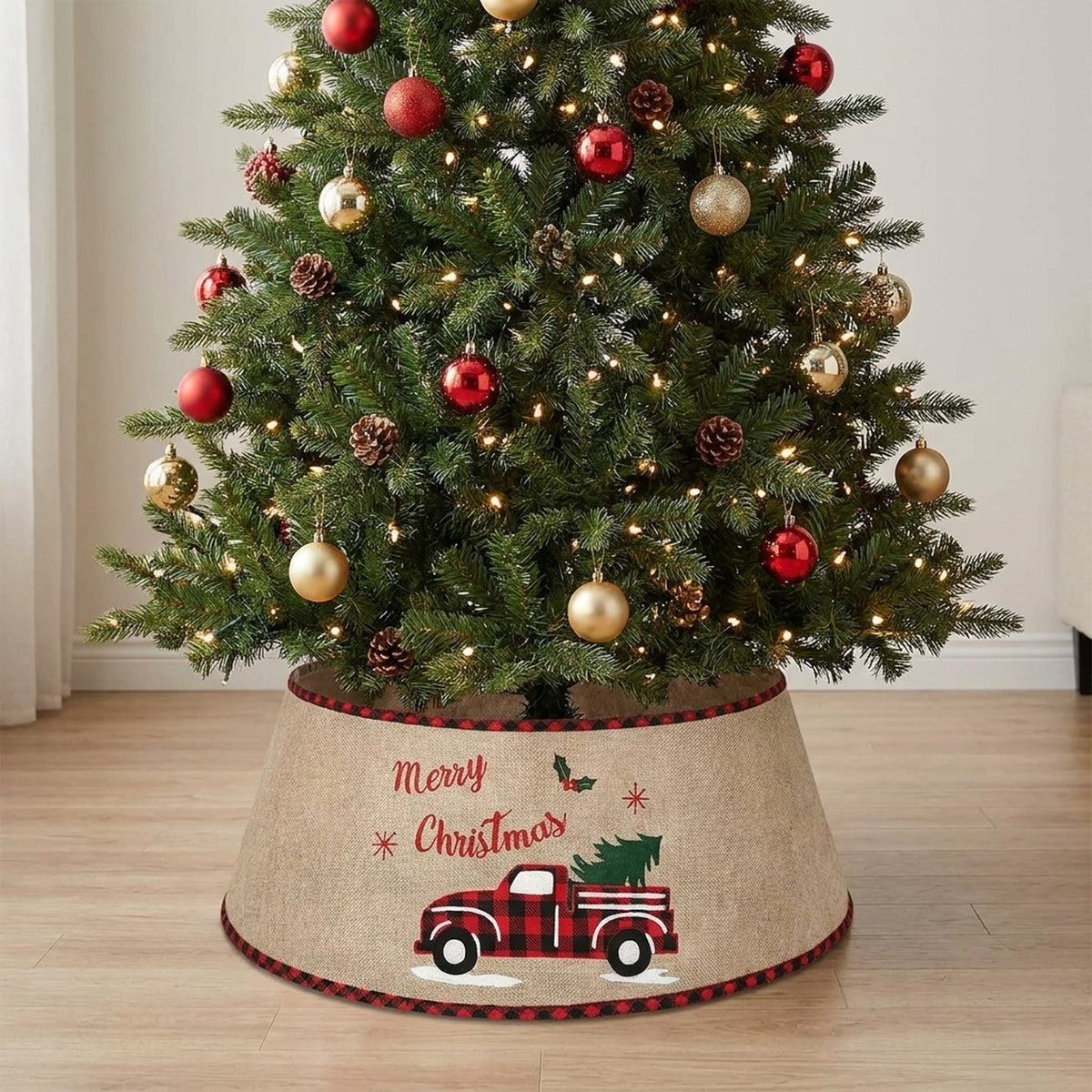 Merry Christmas Burlap Tree Collar