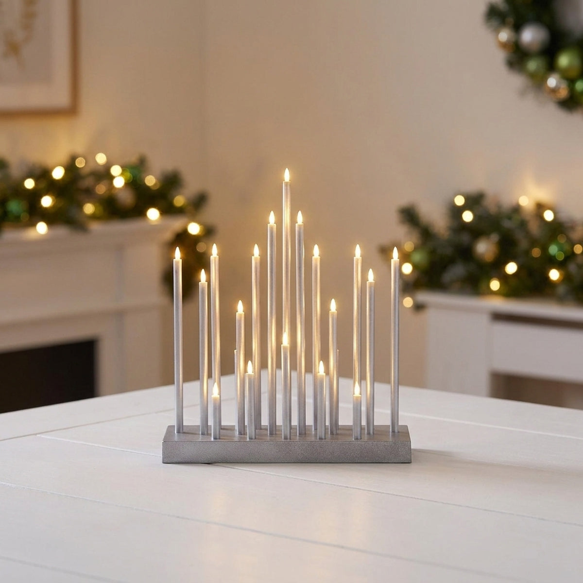 Silver Candle Bridge with 20 LED Statement Light