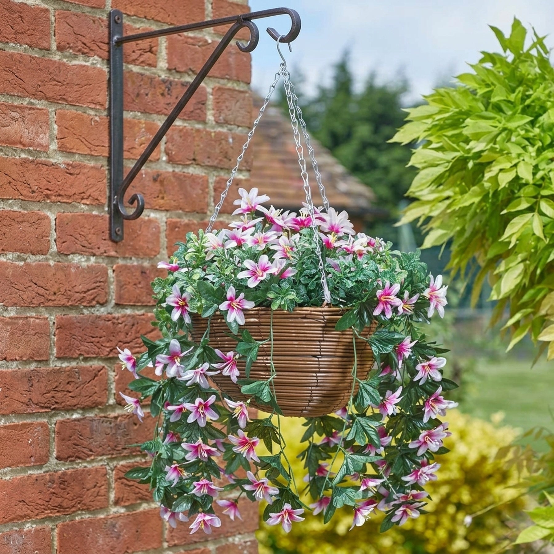 Star Gazing Lilies Artificial Hanging Basket