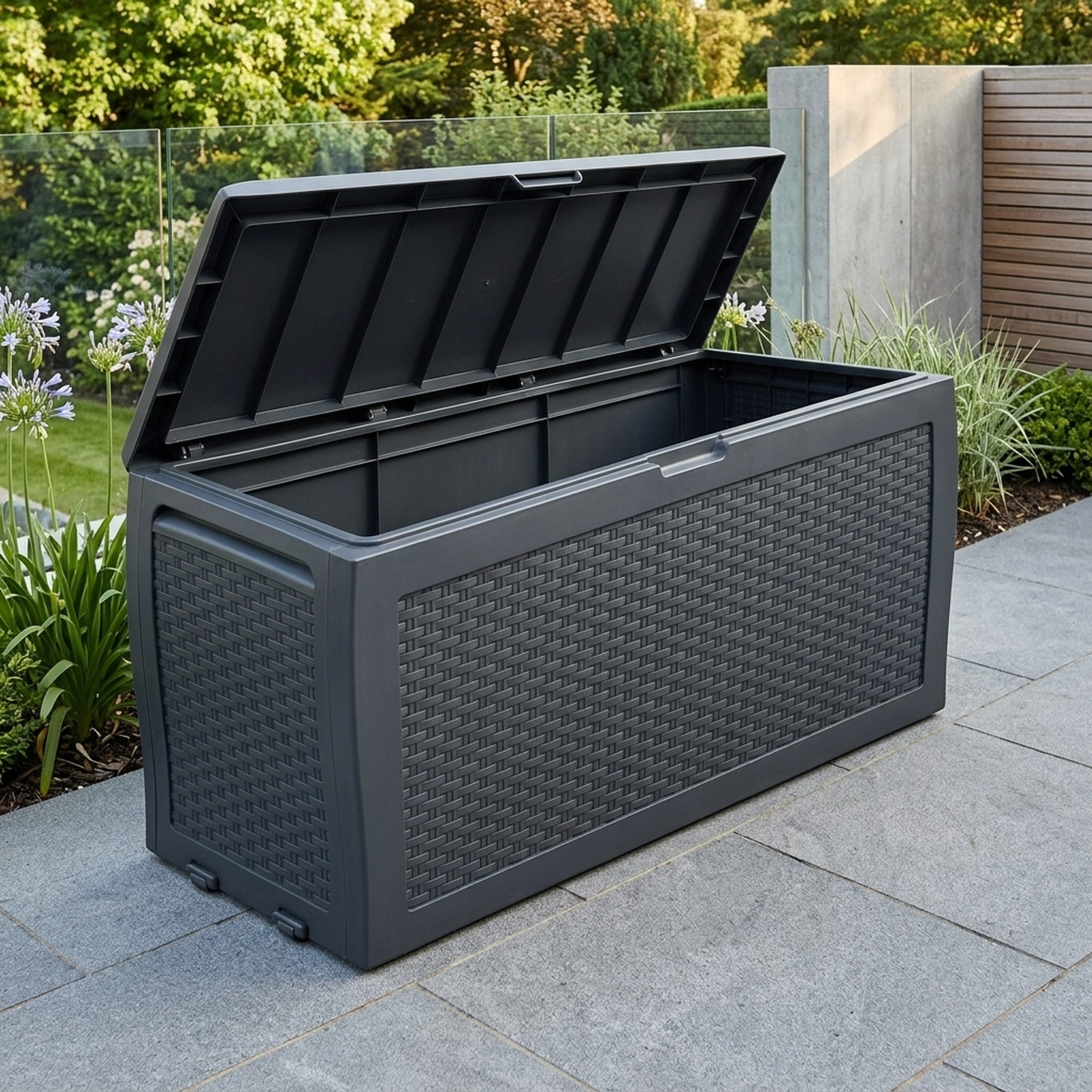 Large Rattan Look Outdoor Storage Box