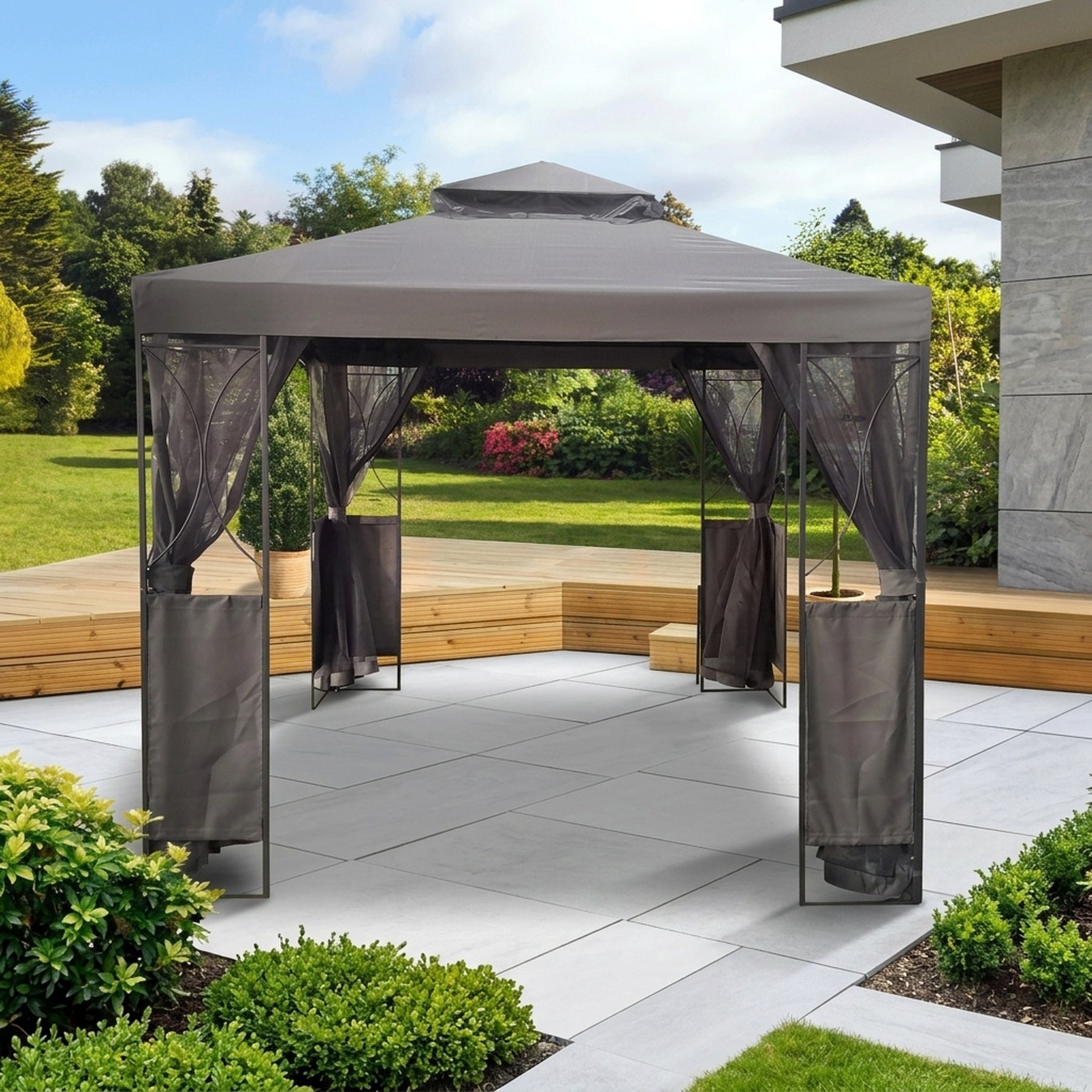 Pagoda Cambridge Garden Gazebo with Net Curtains