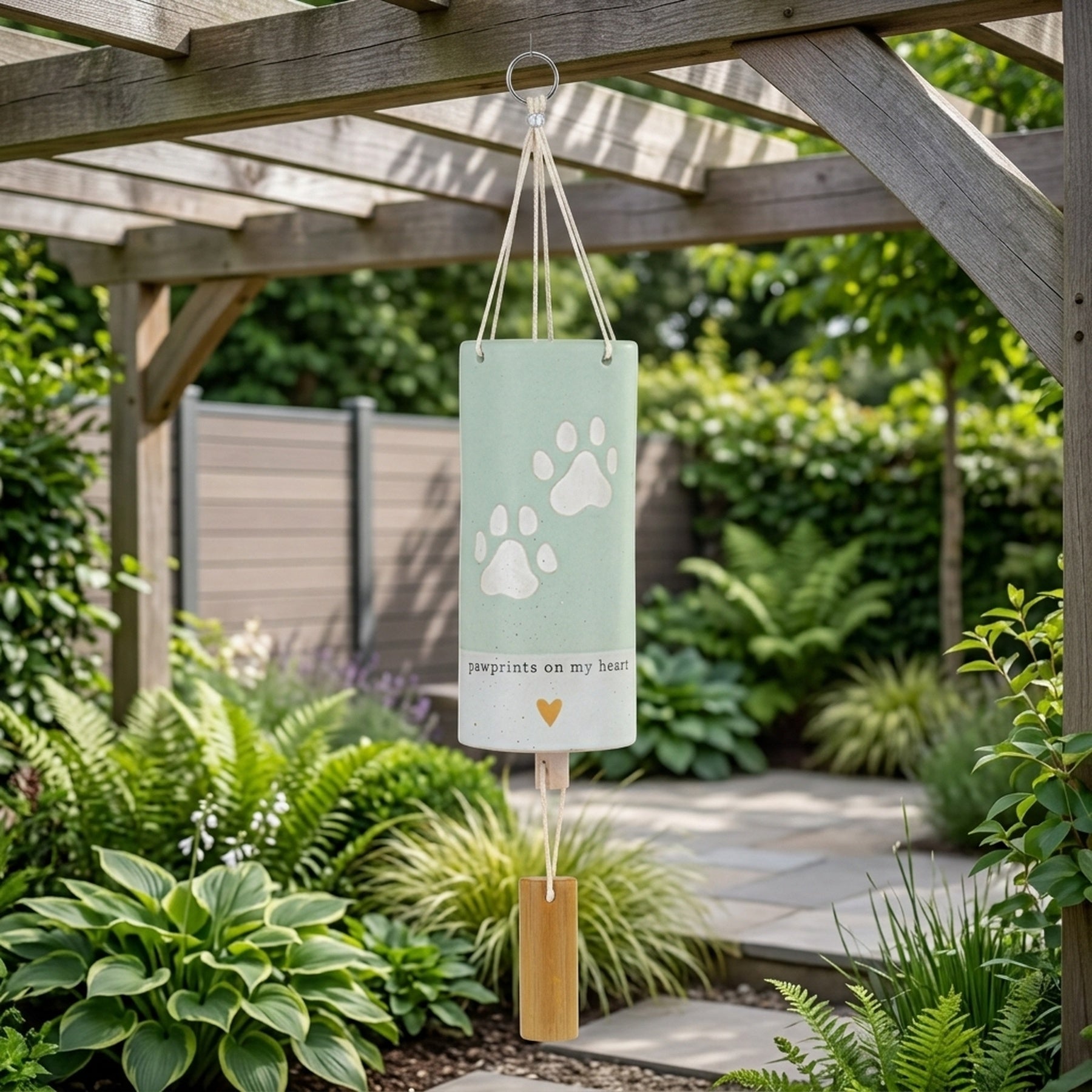 Playful Paw Prints Ceramic Wind Chime
