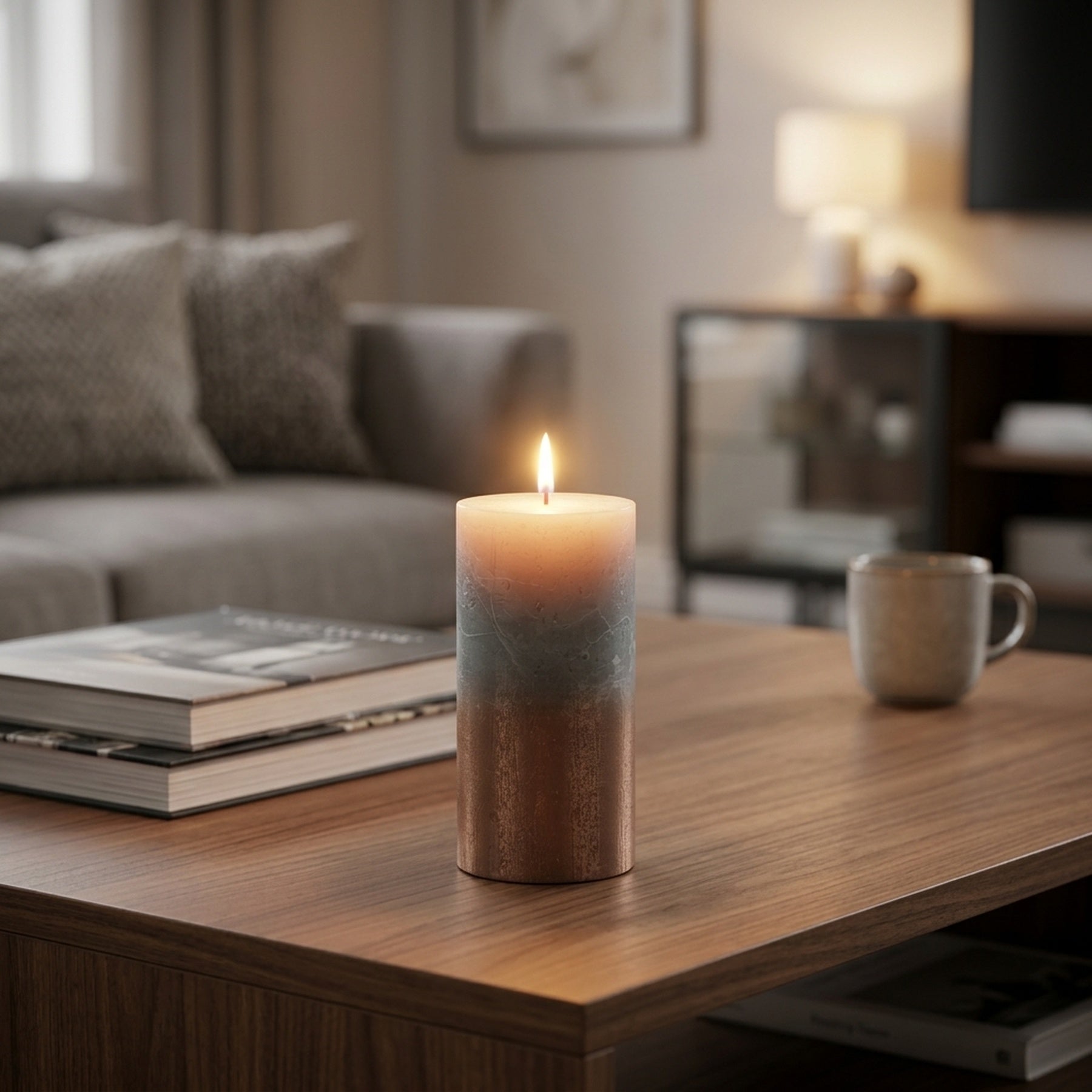 Rustic Long Burning Pillar Wax Candle