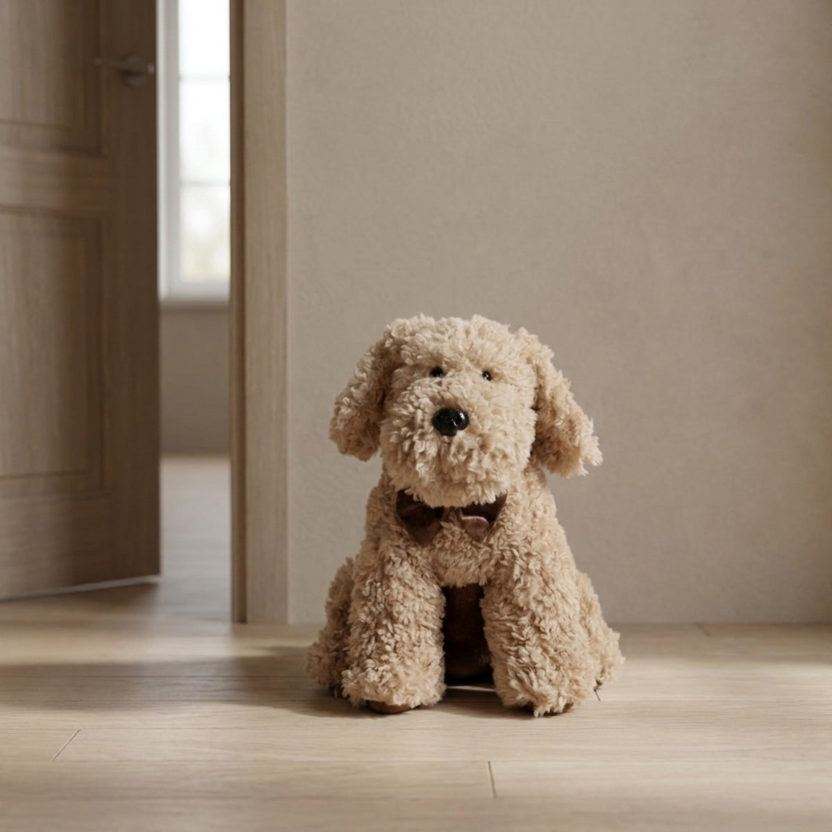 Curly Beige Cockapoo Dog Door Stop