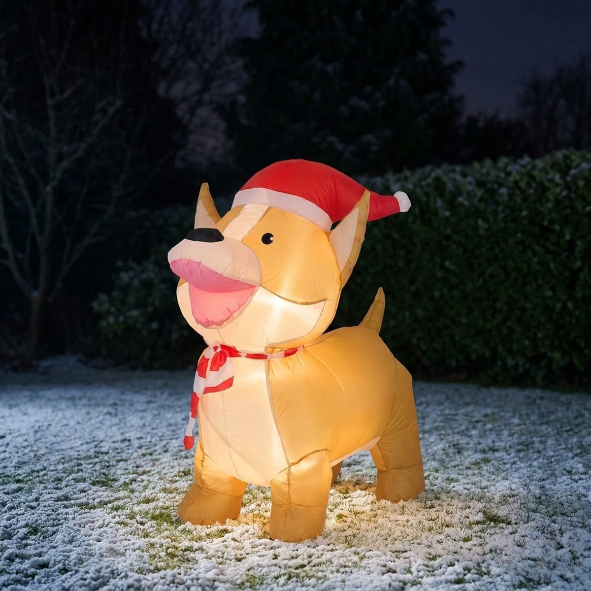 Festive Light-Up Self-Inflating Dog Decoration