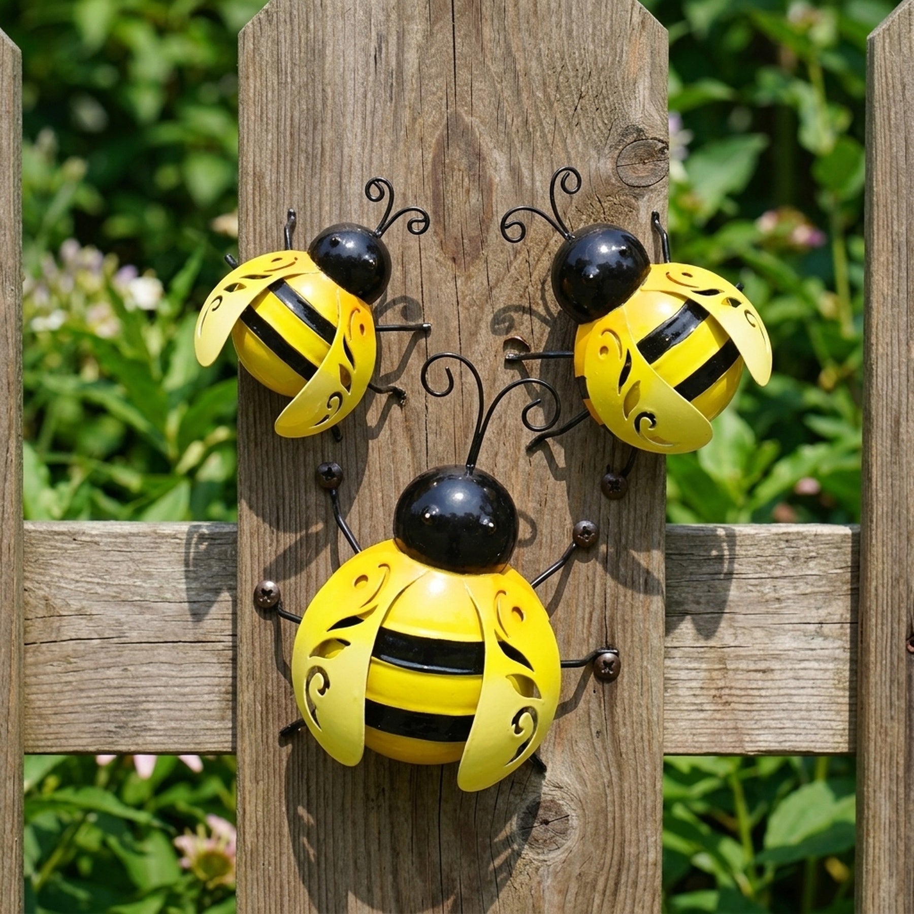 Trio Decorative Metal Garden Bees
