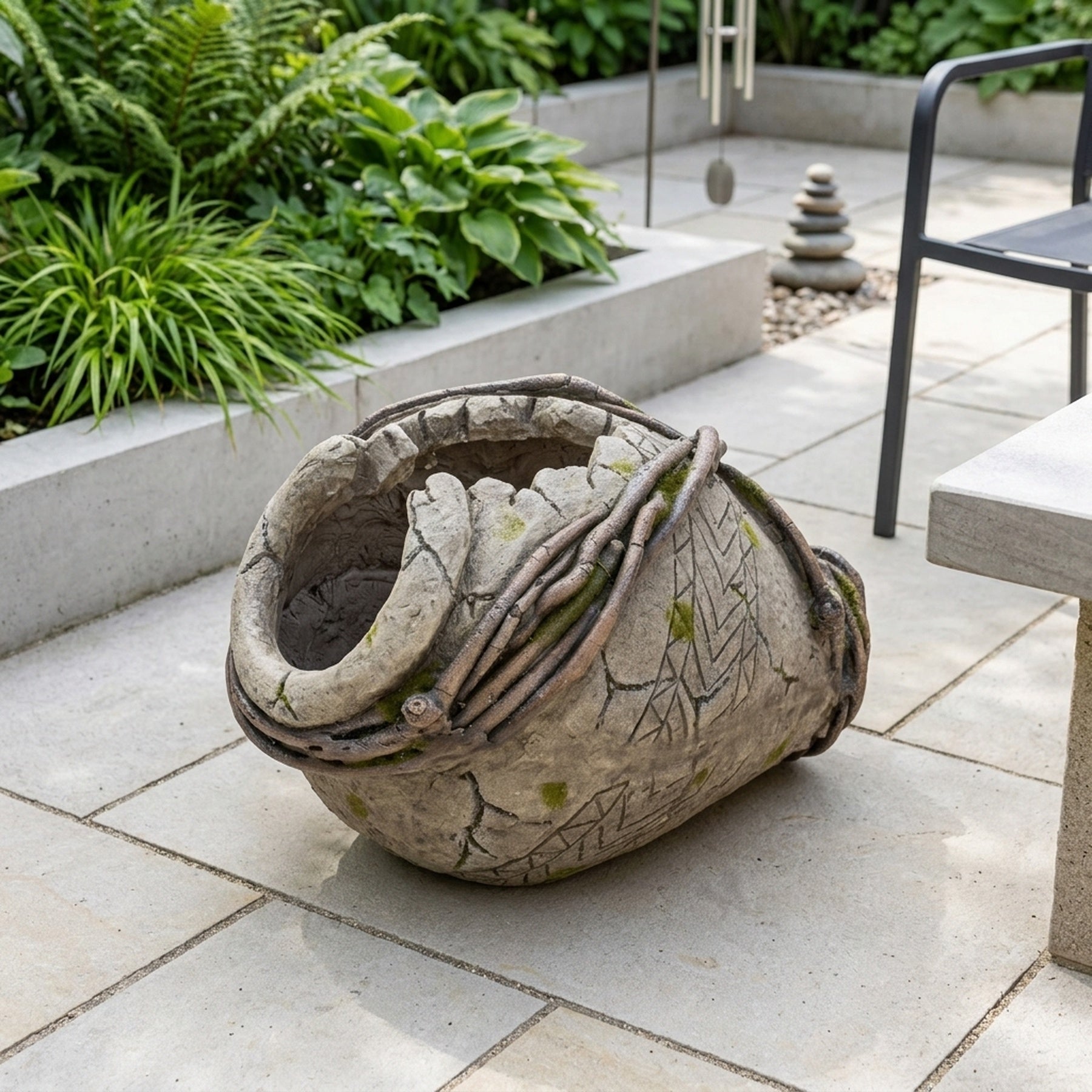 Enchanted Grecian Style Laying Urn Pot ()