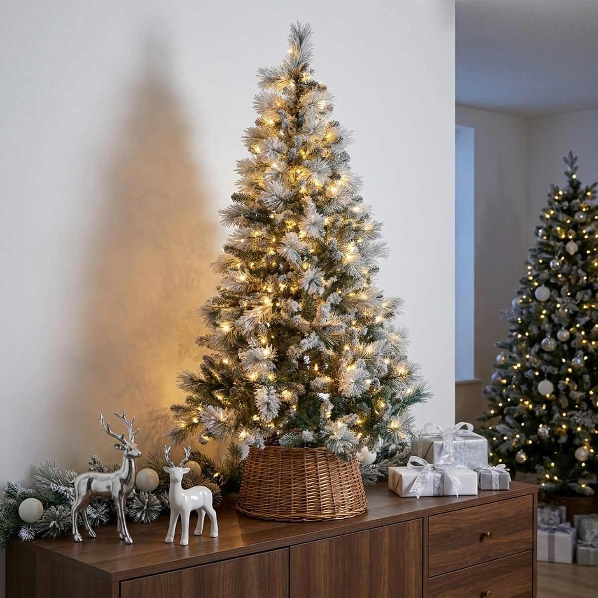 7ft Flocked Pre-Lit Christmas Tree
