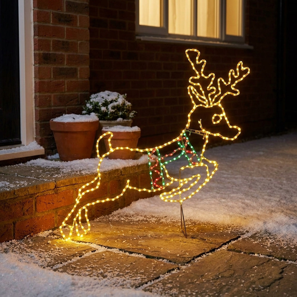 1.1m Twinkling Prancing Reindeer Garden Light