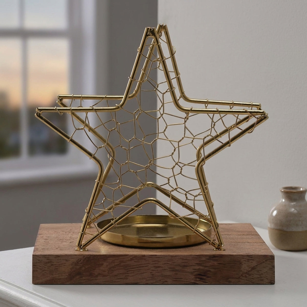 Celestial Gold Star Wire Candle Holder