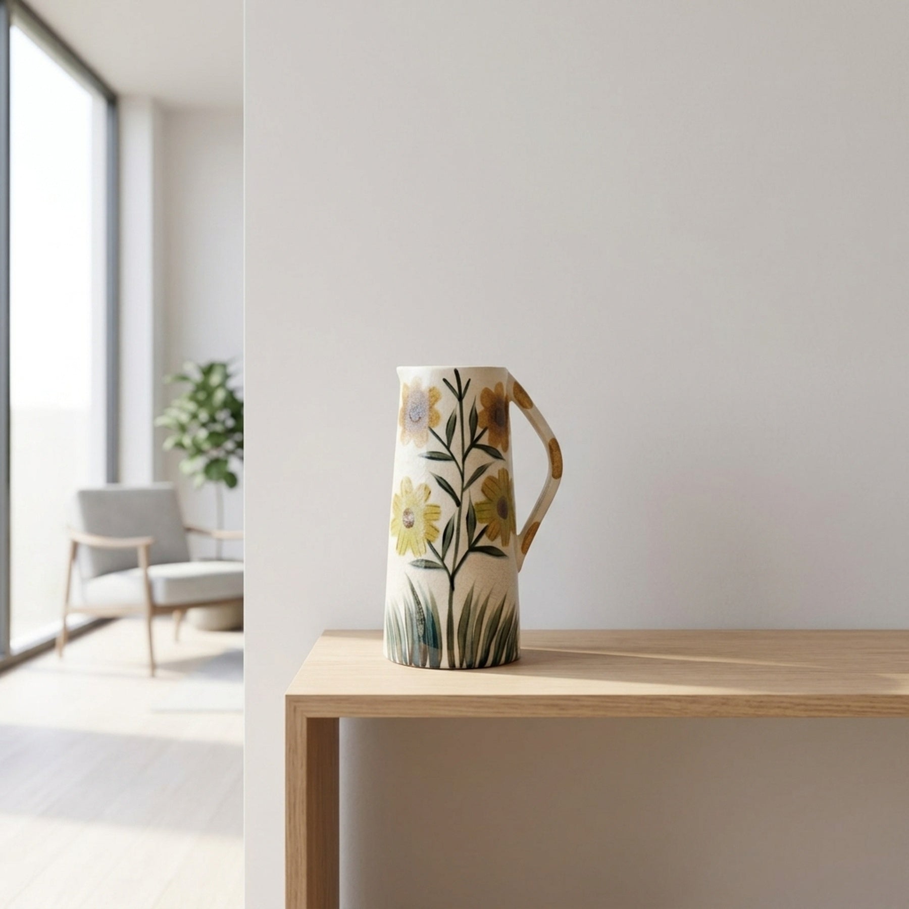 Decorative Sunflower Motif Jug Vase