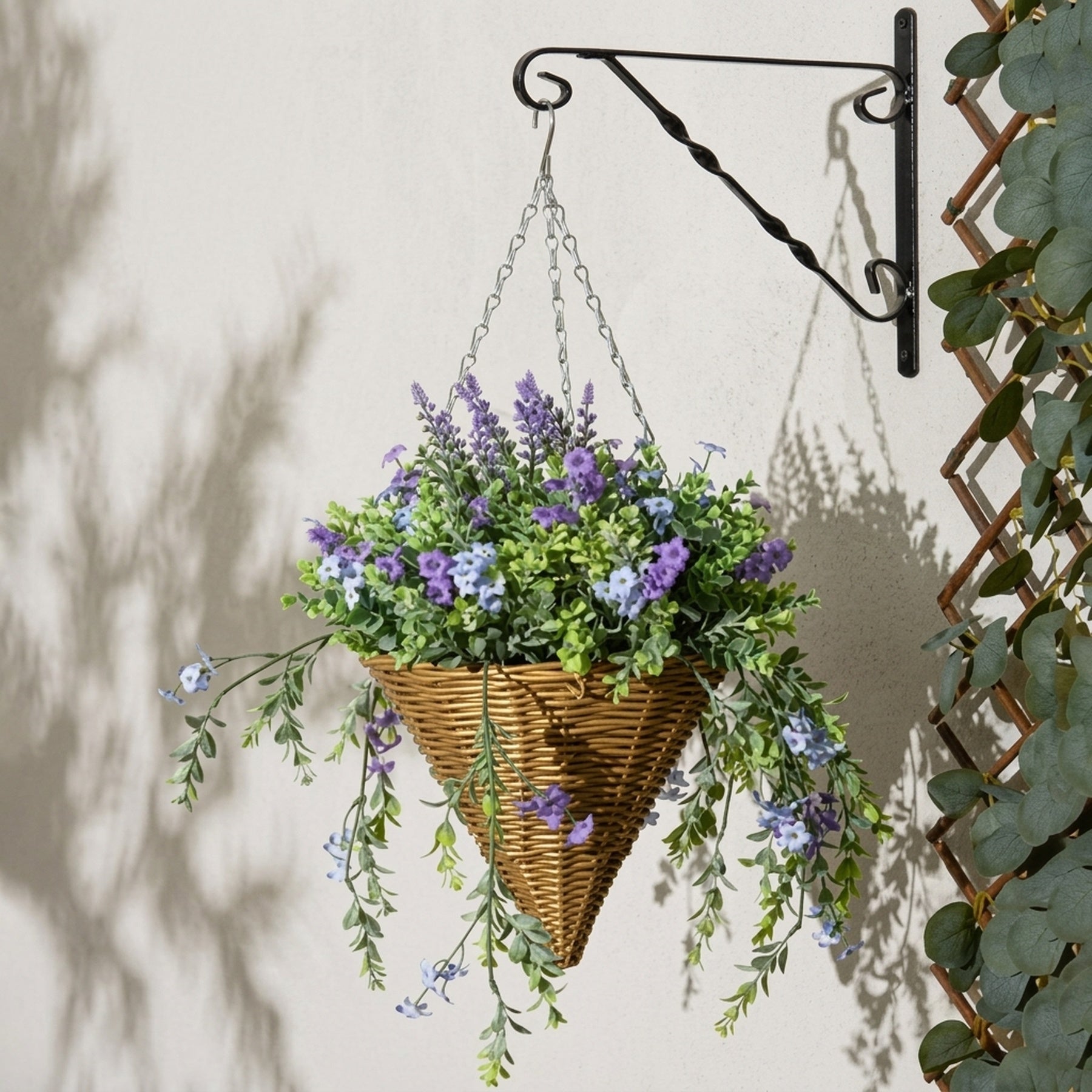 Artificial Lavender Flower Cone Basket
