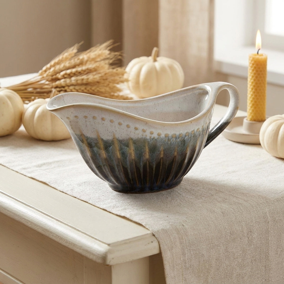 Artisan Reactive Glaze Gravy Boat