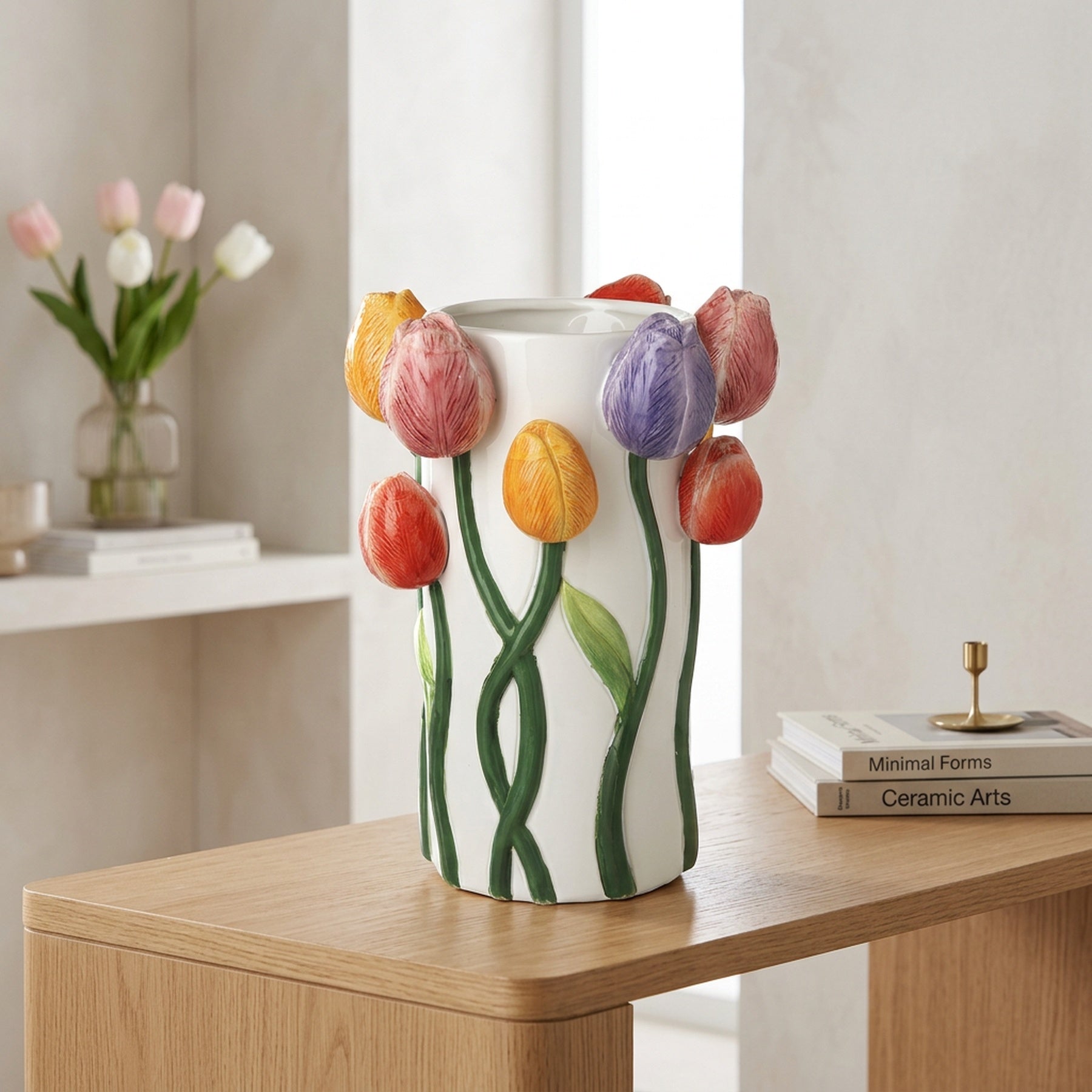 3D Ceramic Tulips Statement Vase