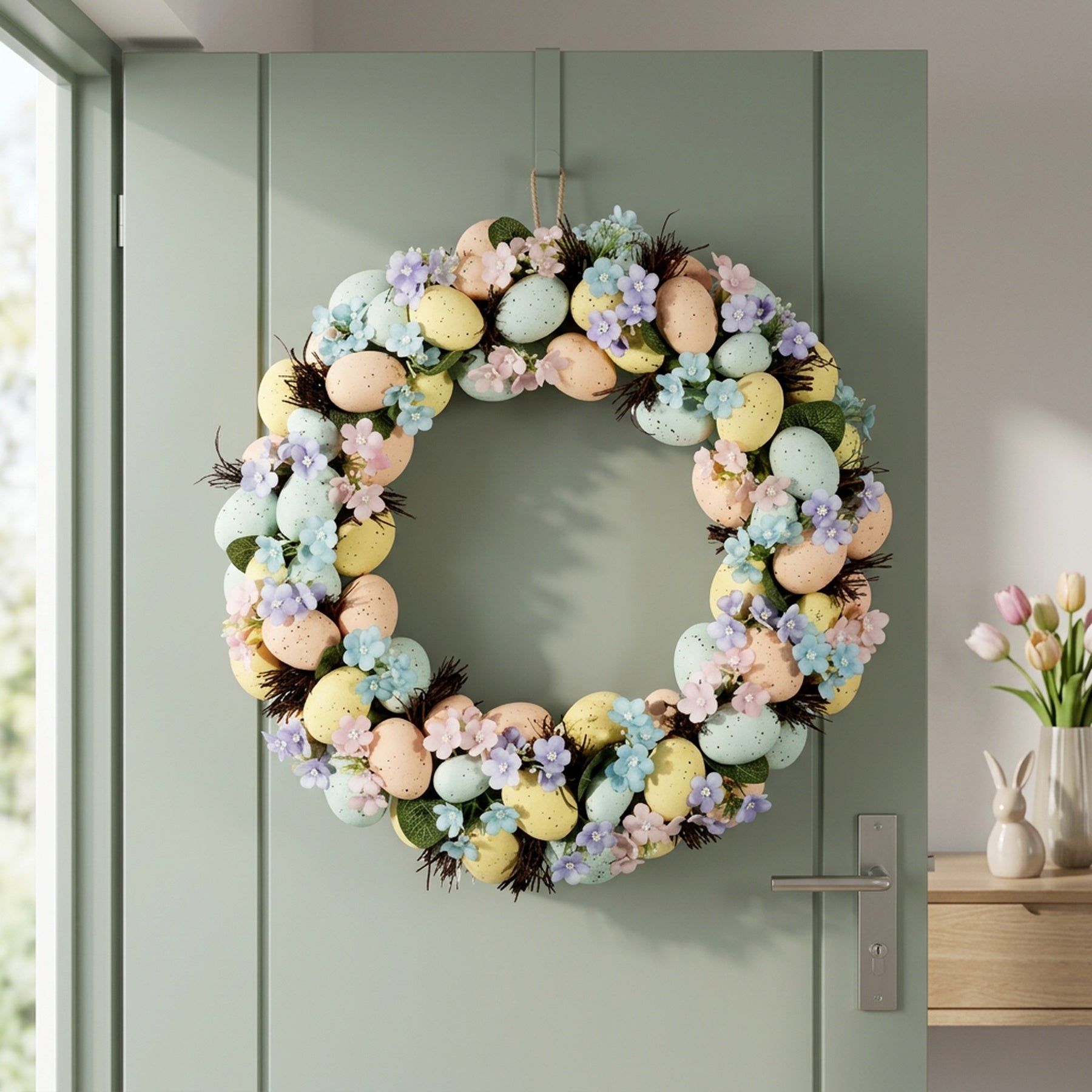 Spring Floral Easter Egg Door Wreath
