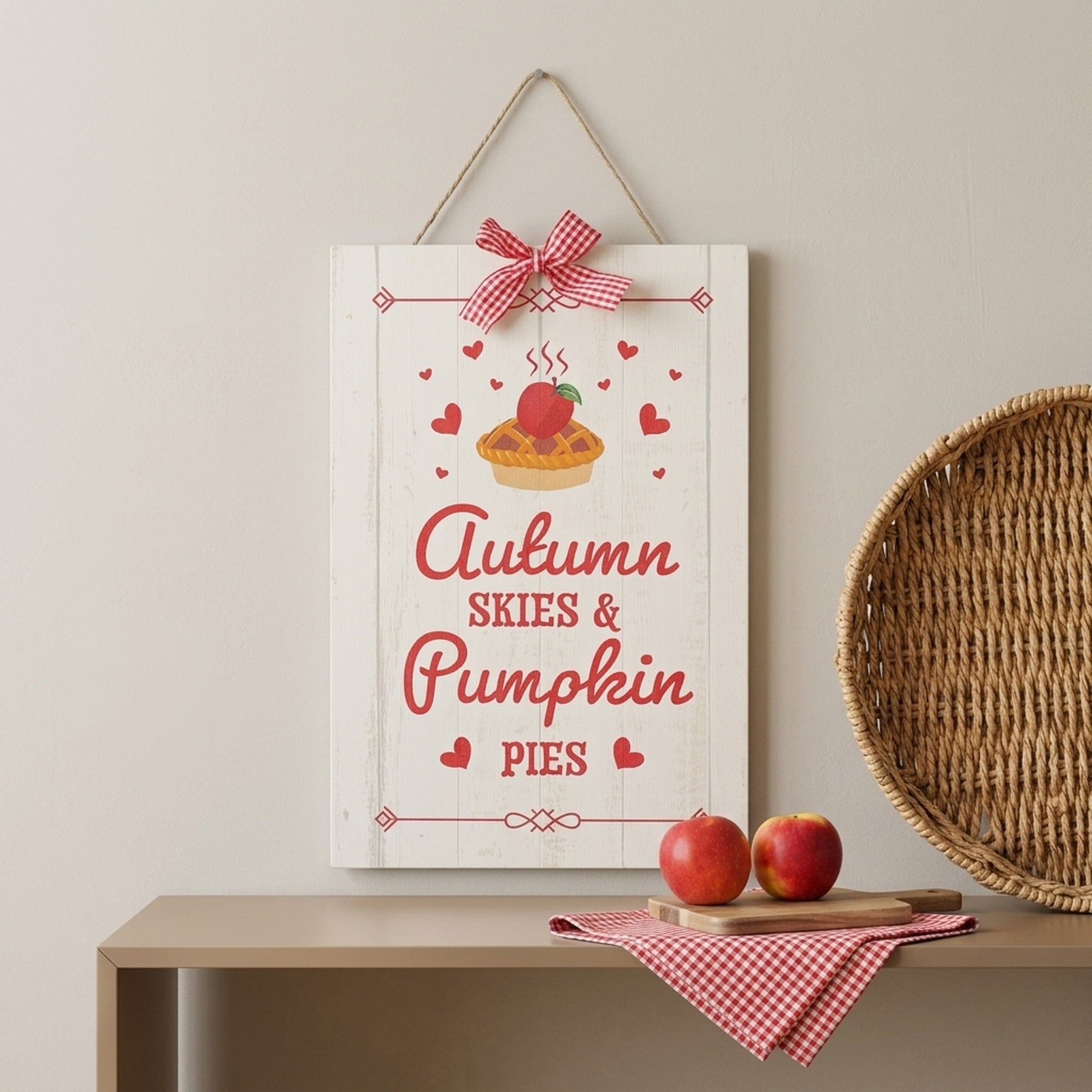 Autumn Skies & Pumpkin Pies Hanging Sign Hanging Decor