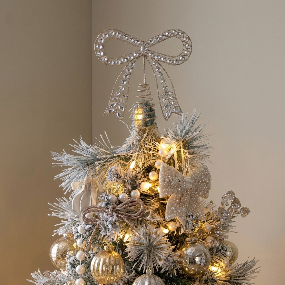 Sparkling Diamante Bow Christmas Tree Topper