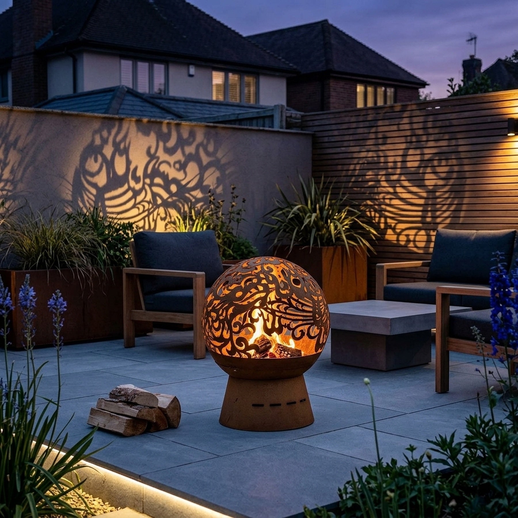 Helios Laser Cut Dragon Fireglobe Fire-pit