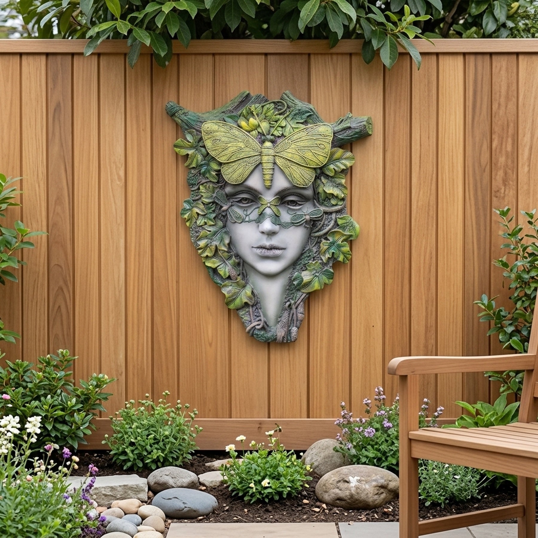 Green Goddess with Butterfly Wall Plaque