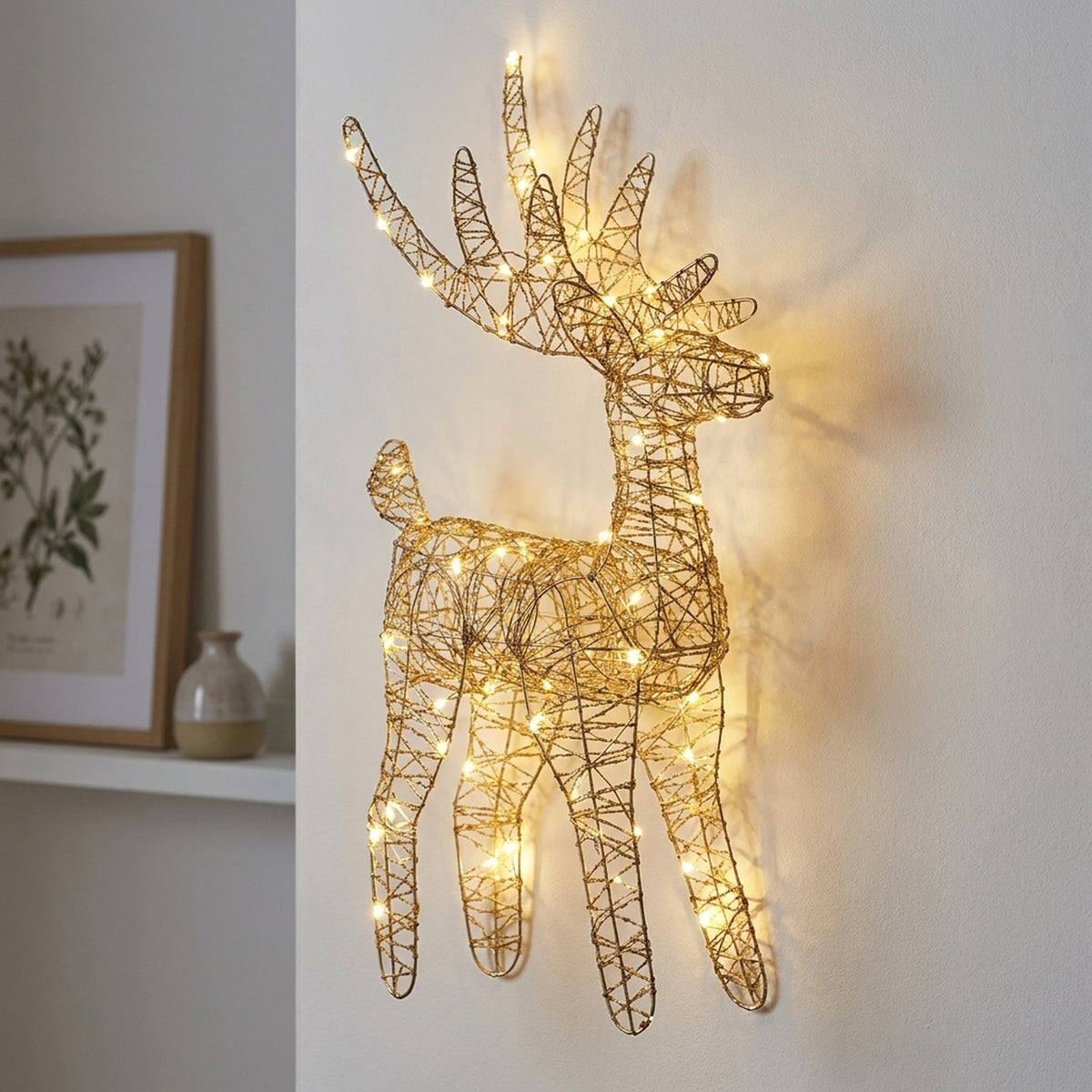 Gold Weave Metal LED Deer Light Ornament
