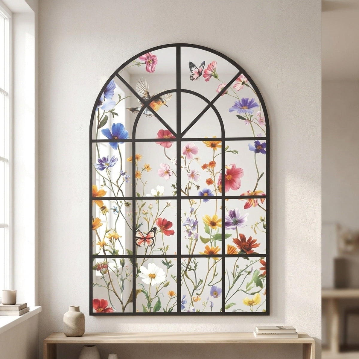Floral Arch Window Style Mirror