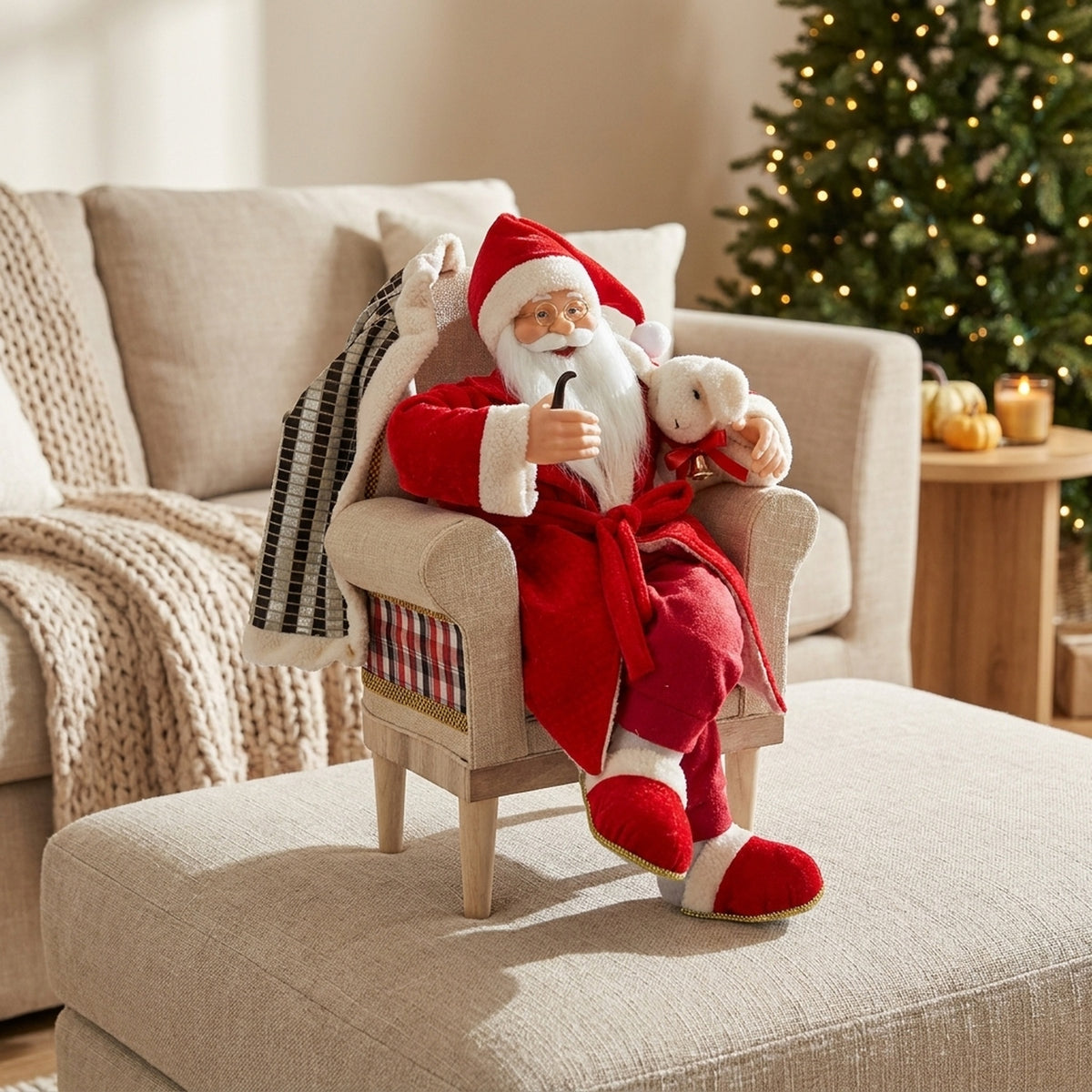 Animated Santa Claus In Armchair Figure