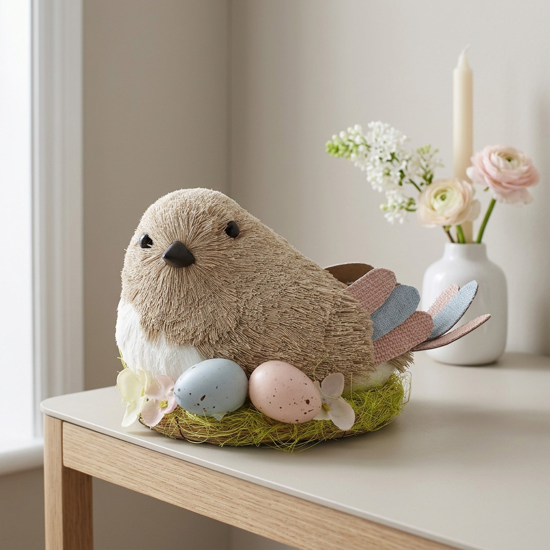 Decorative Bird Nesting With Eggs Display