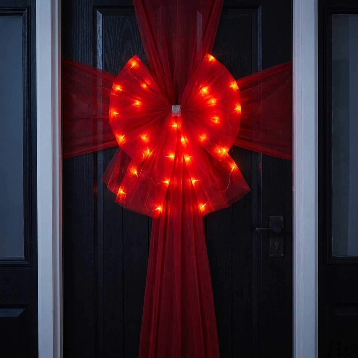 Festive Light-Up Christmas Door Bow