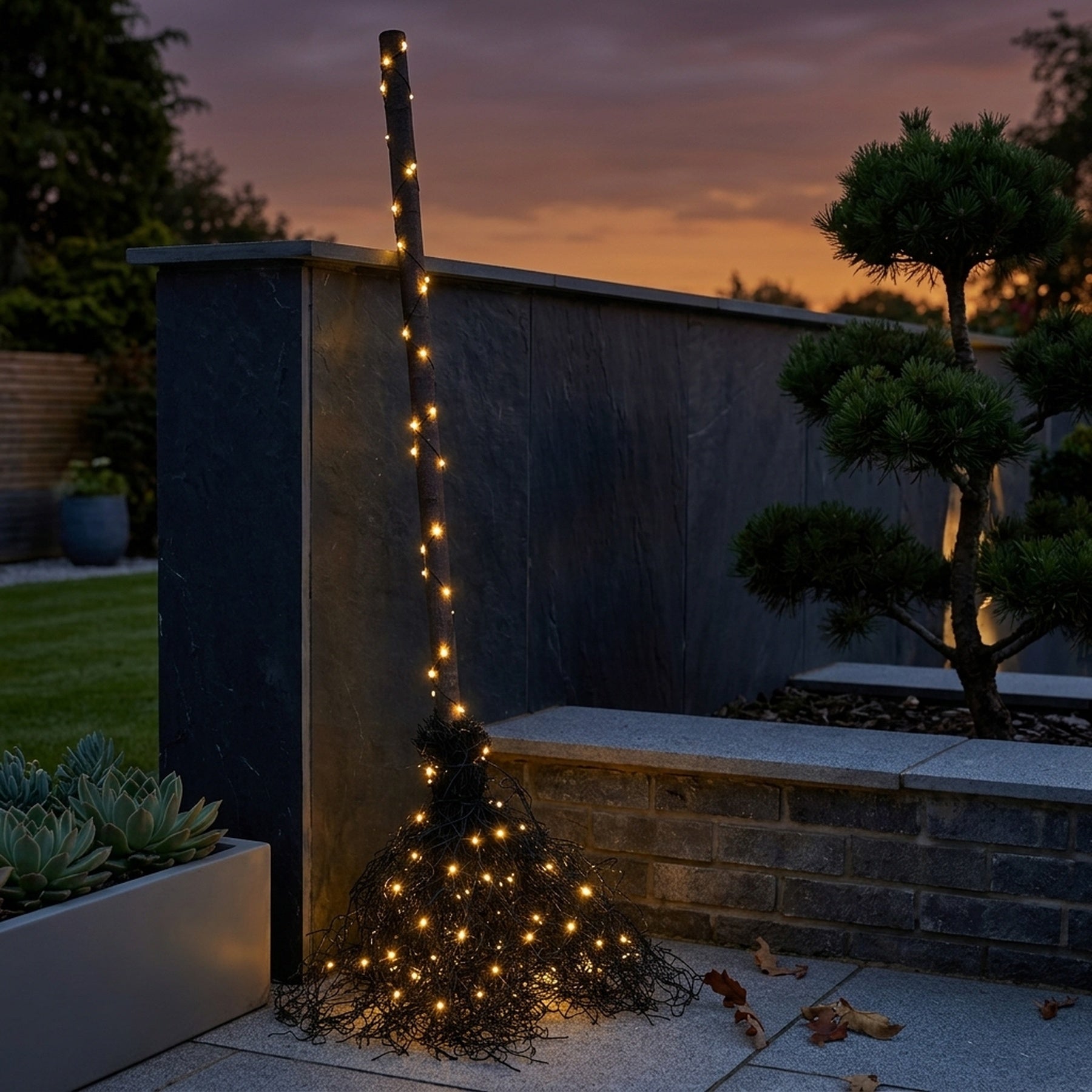 Whimsical LED Witches Garden Broom