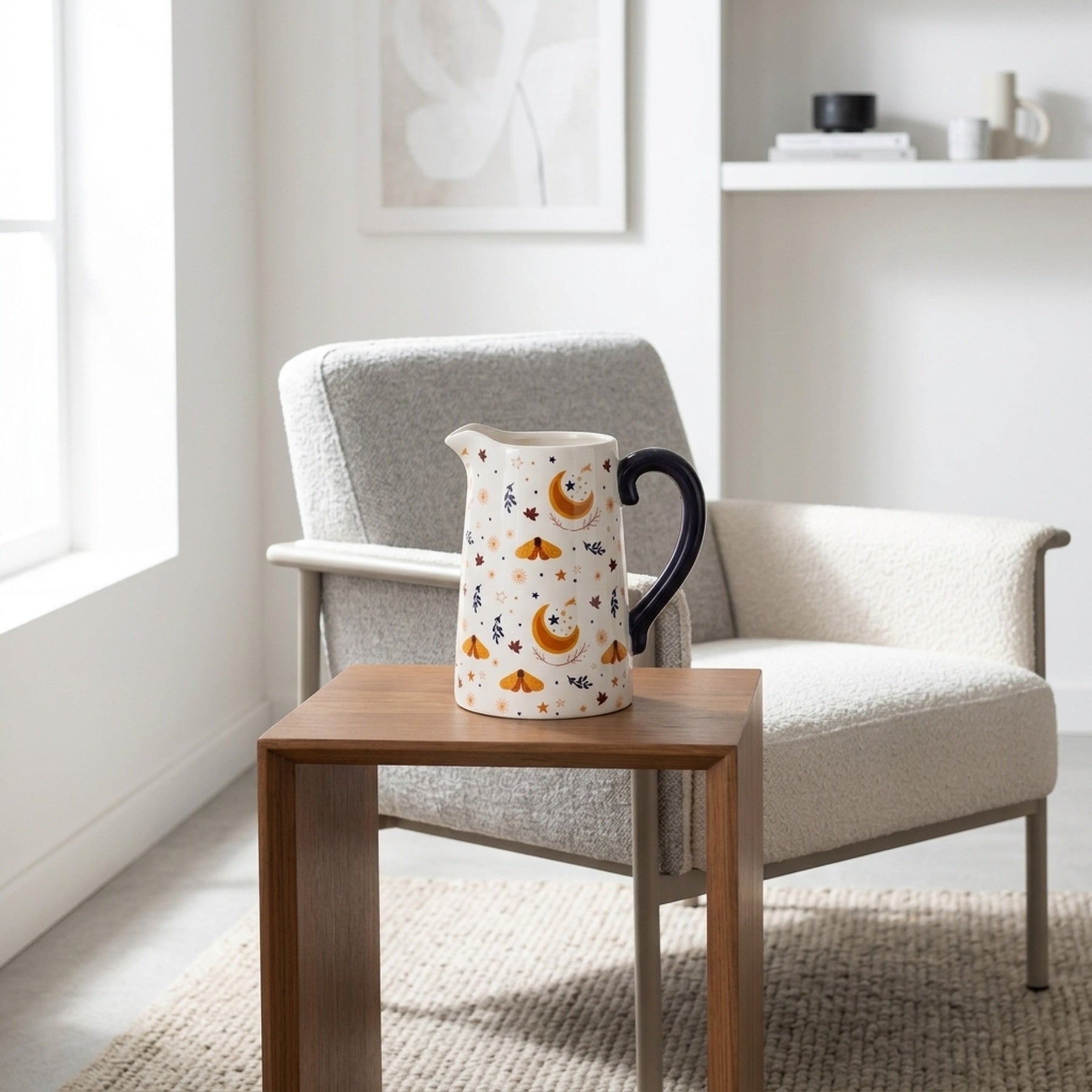 Autumn Magic Harvest Moon Print Ceramic Flower Jug