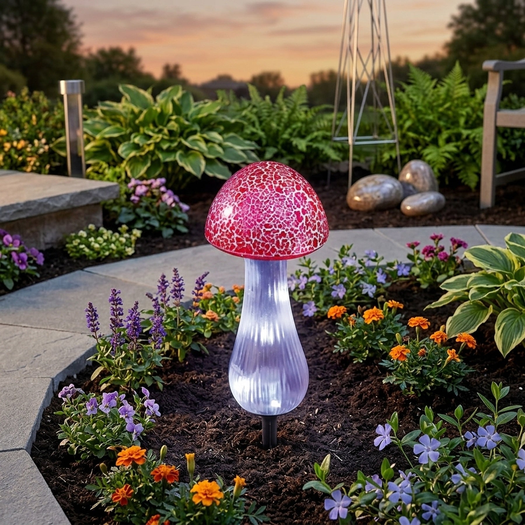 10 LED Solar Toadstool Garden Stake Light