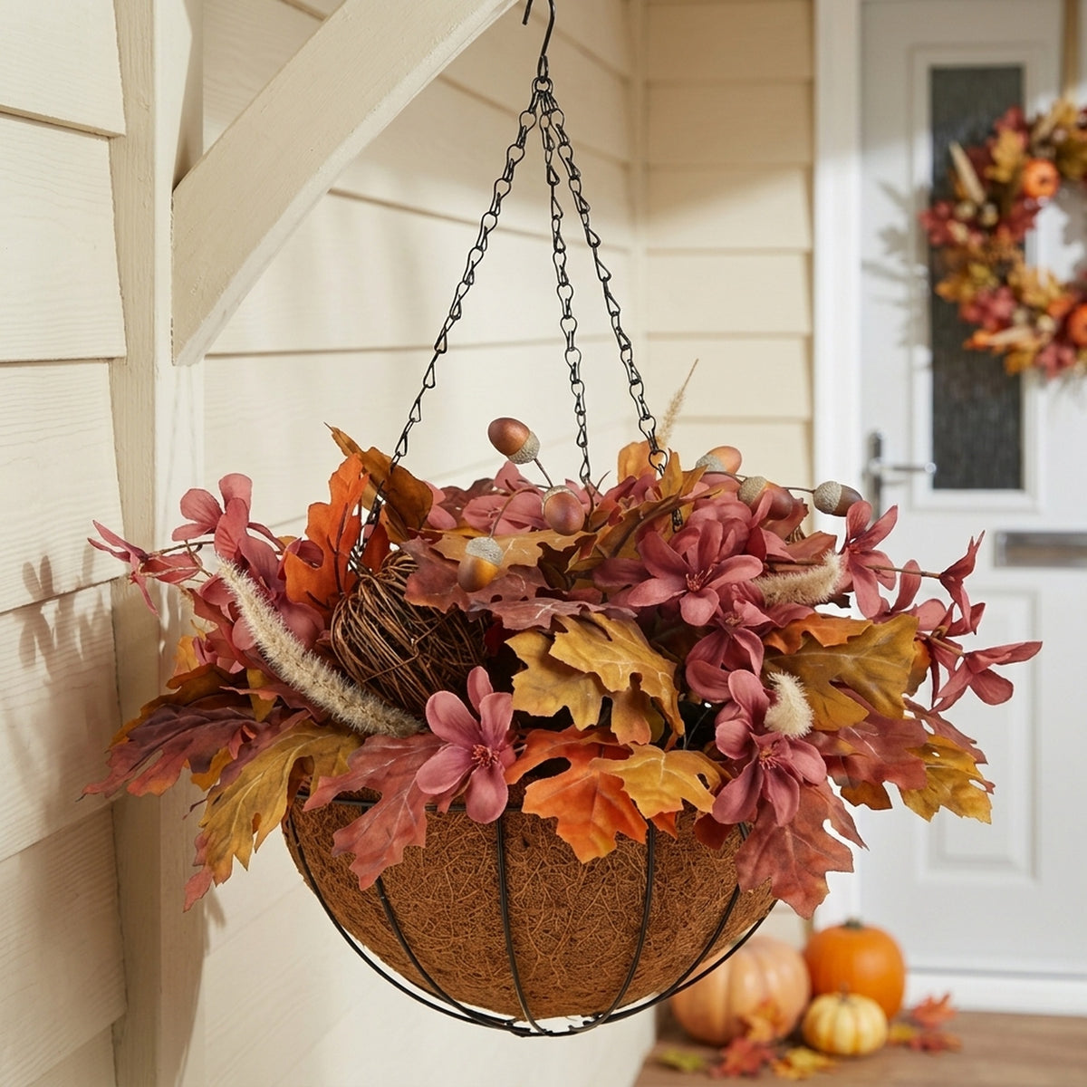Autumnal Fall Bloom Hanging Basket Arrangement