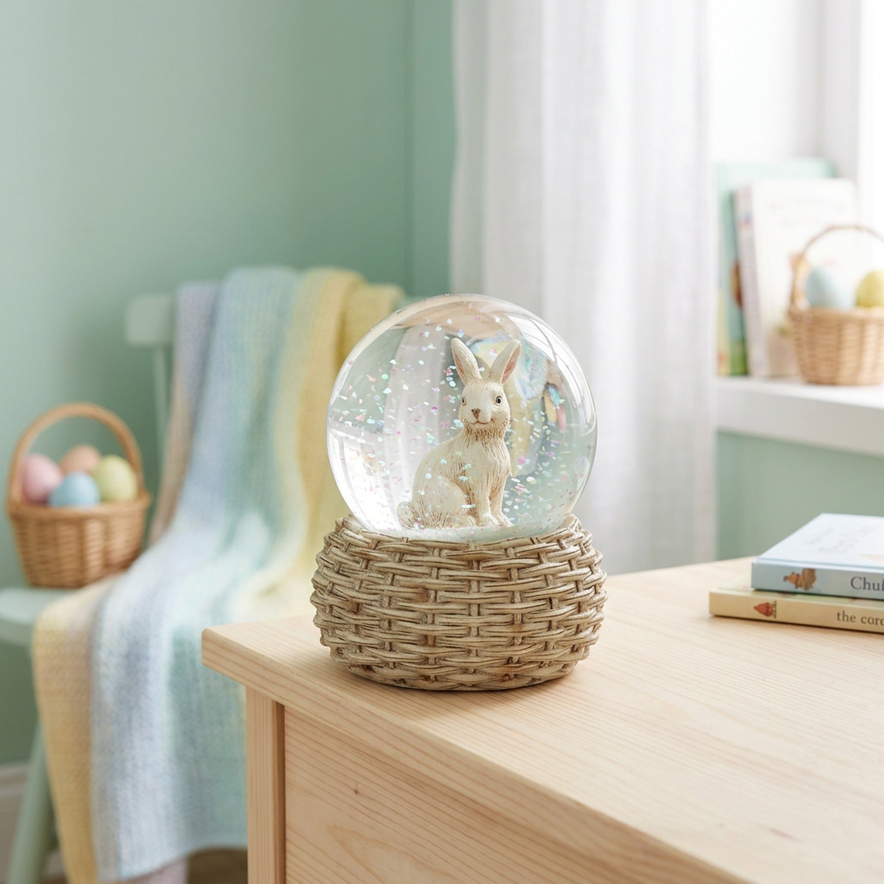 Springtime Whimsical Bunny Waterball Display Ornament