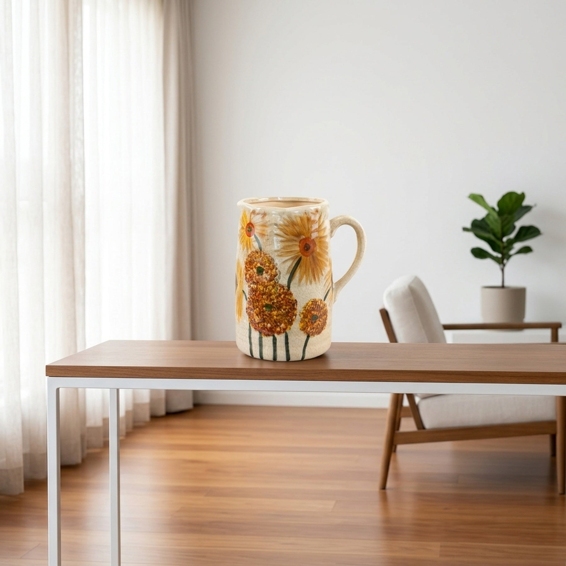 Sunflower Design Home Decor Jug Vase