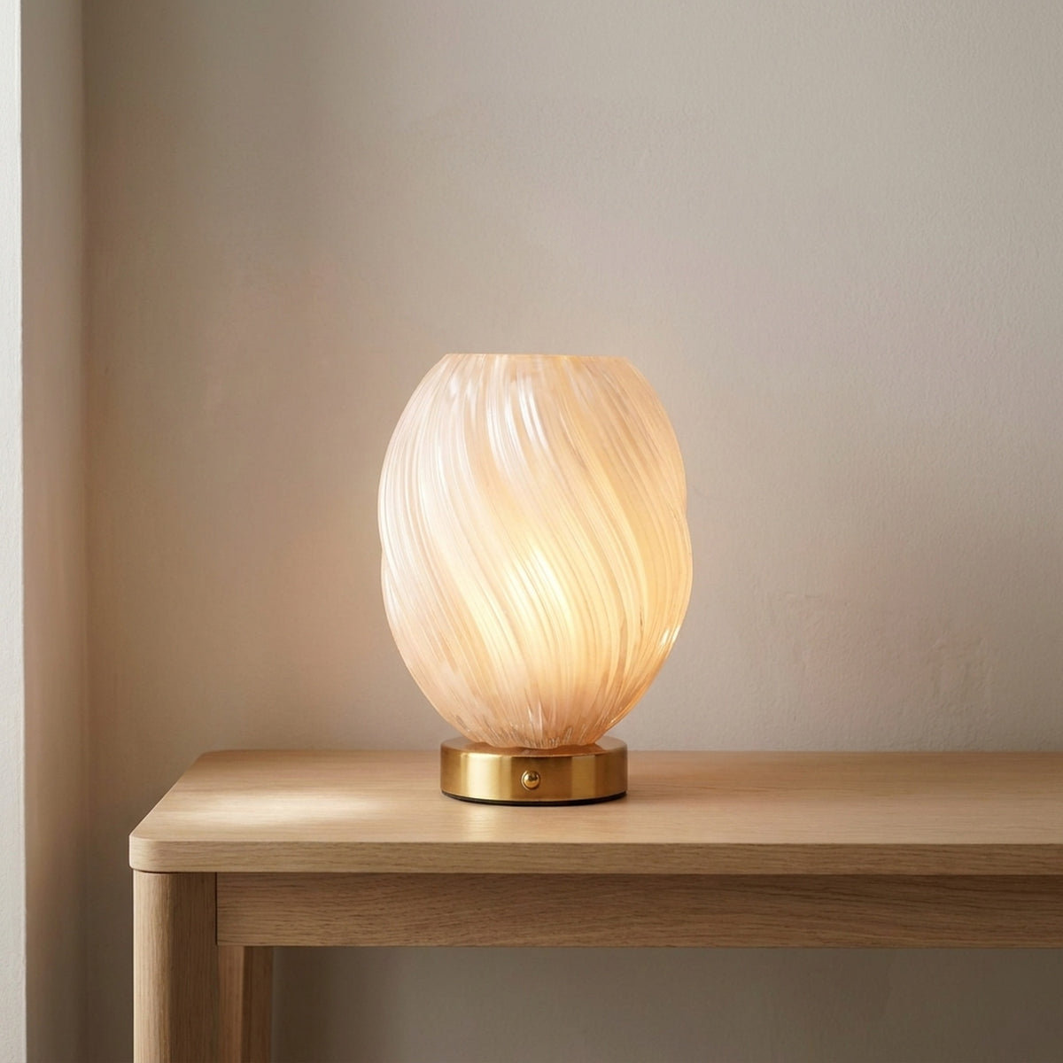Swirl Glass LED Rechargeable Touch Lamp