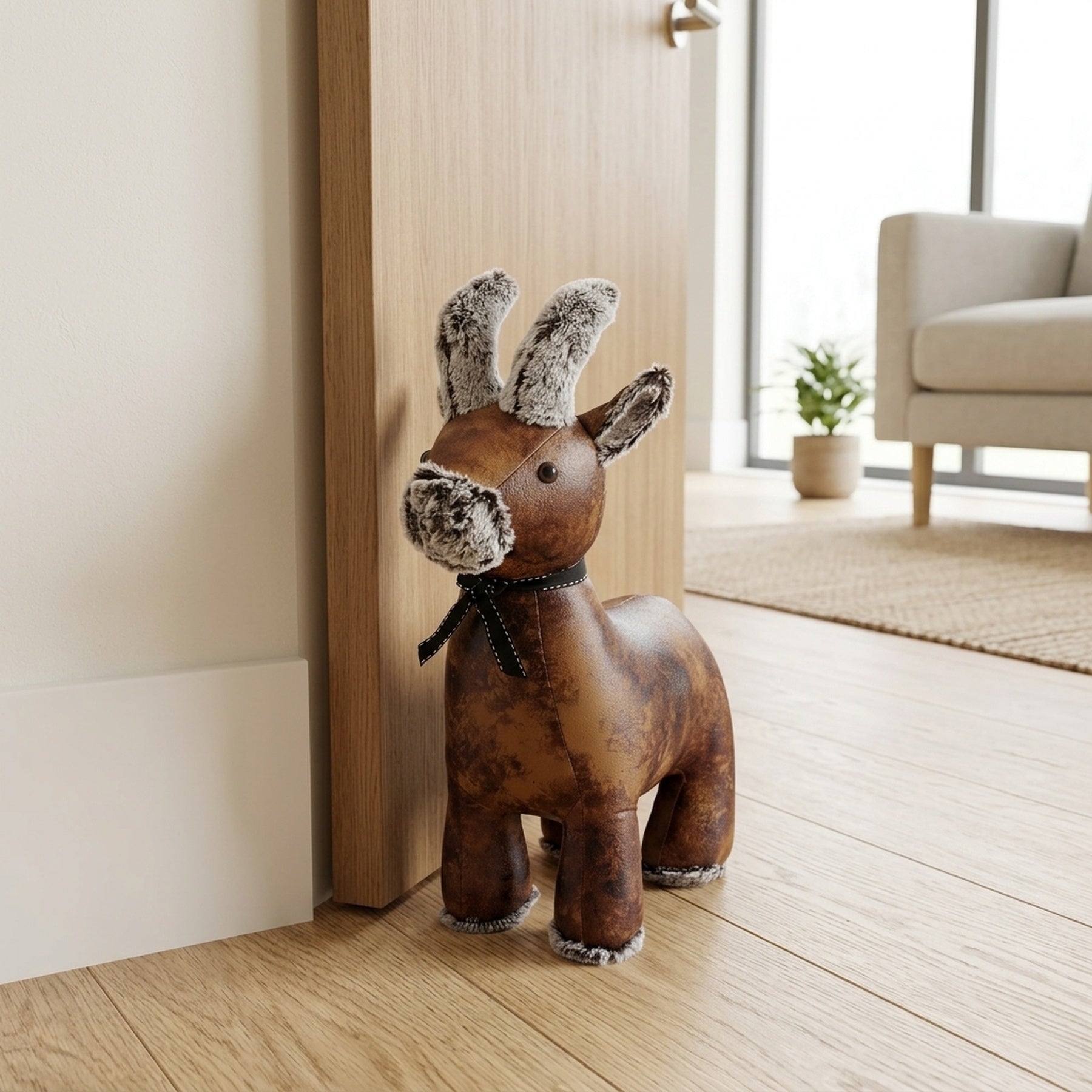 Faux Leather Goat Home Doorstop