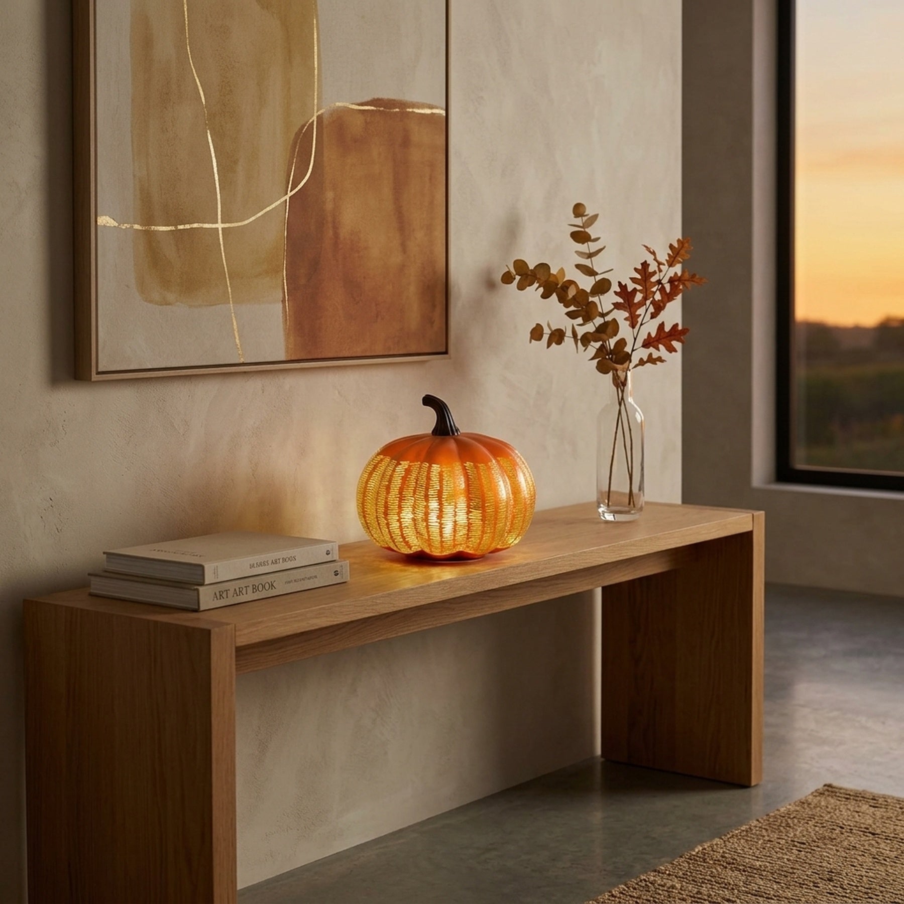 Inlit Autumnal Glass Pumpkin Light - V2