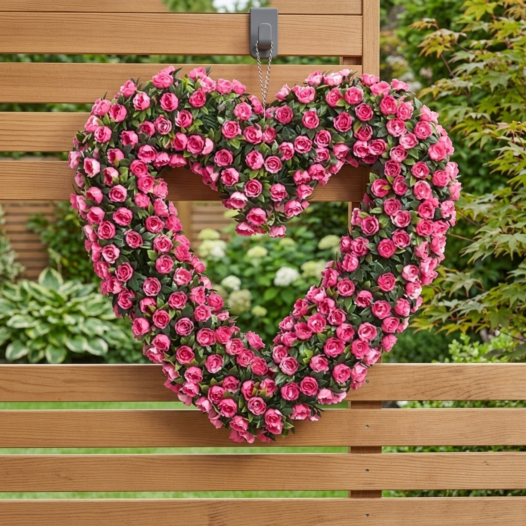 Lunaria Fuchsia Hanging Artificial Rose Heart