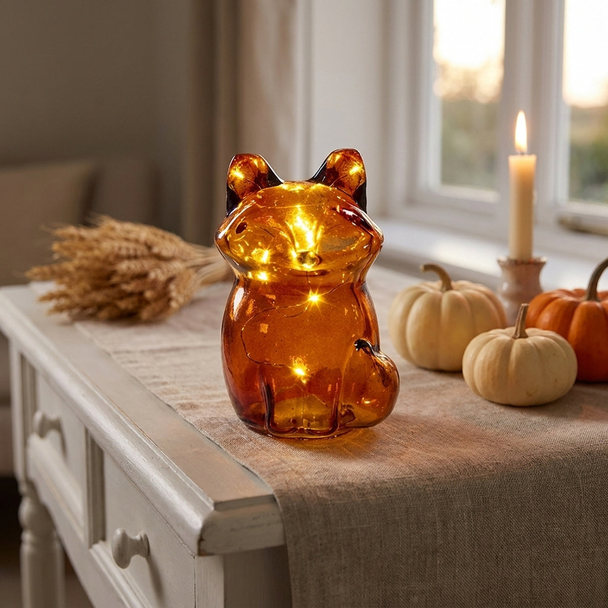 Battery Operated Glass Fox Light